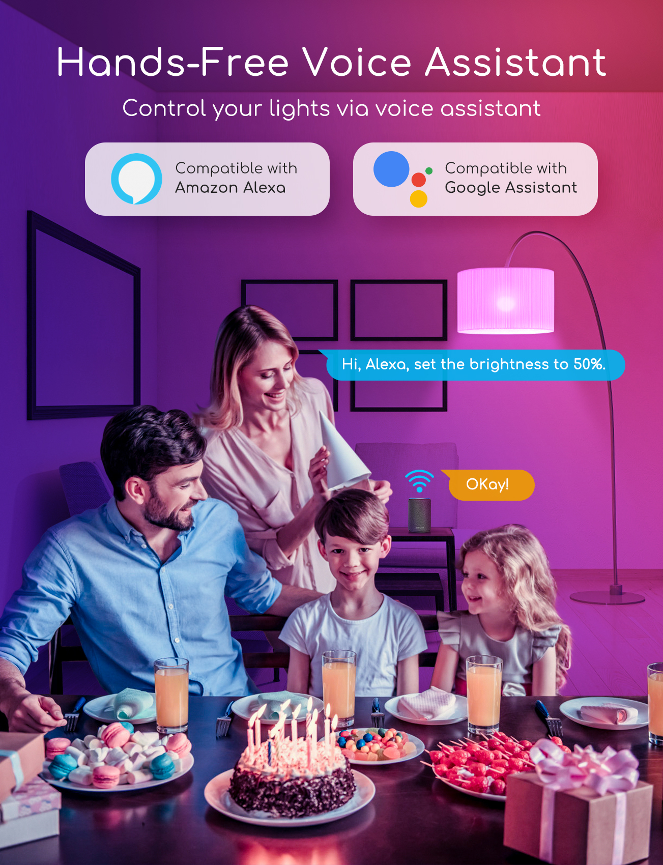 Aigostar Bombilla LED inteligente WiFi vela C37, 5W, E14 rosca gorda, RGB + CCT. Regulable multicolor + luz cálida o blanca 3000 a 6500K. Compatible Alexa y Google Home. Pack 5 uds