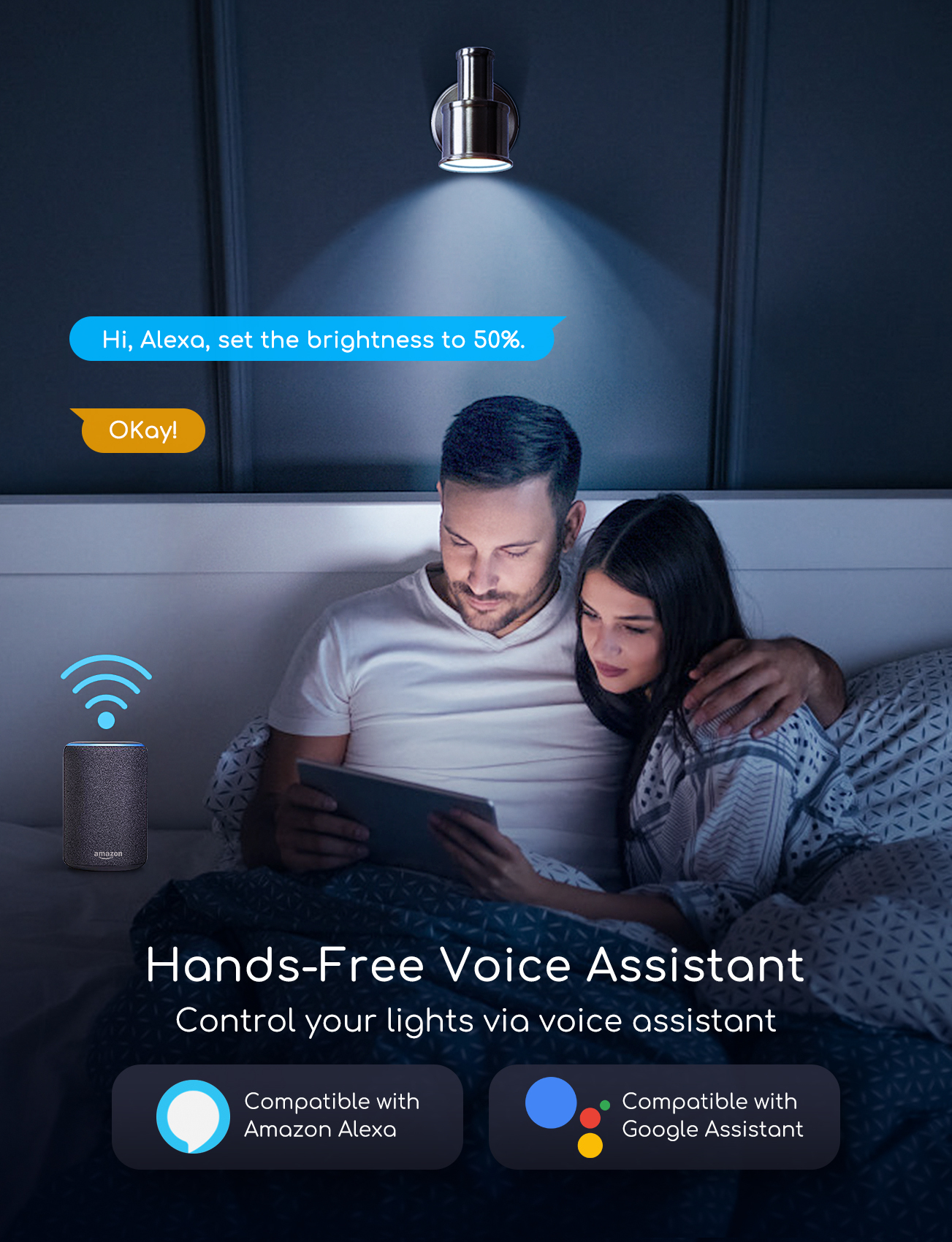 Aigostar Bombilla LED inteligente WiFi GU10, 5W. Regulables de luz cálida a blanca (3000 a 6500 K). Bombilla inteligente compatible con Alexa y Google Home. Equivalente a 35W incandescente.Pack 2 uds