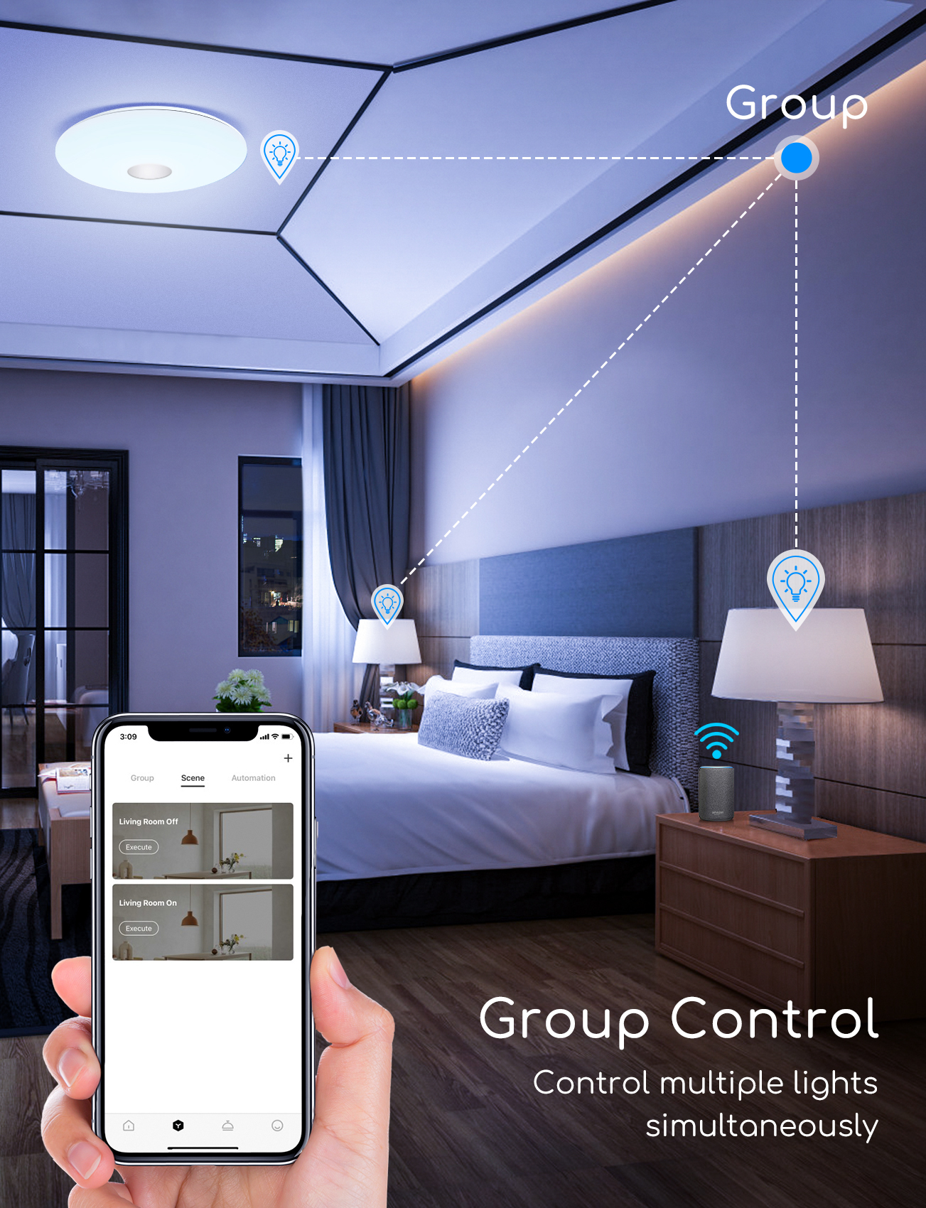 Aigostar Plafoniera LED Dimmerabile WiFi 18W(equivalente 75W) Lampada da Soffitto Controllo da App e Voce, compatibile con Alexa e Google Home, 1300lm, Plafoniere Dimmerabili RGB 3000K-6500K