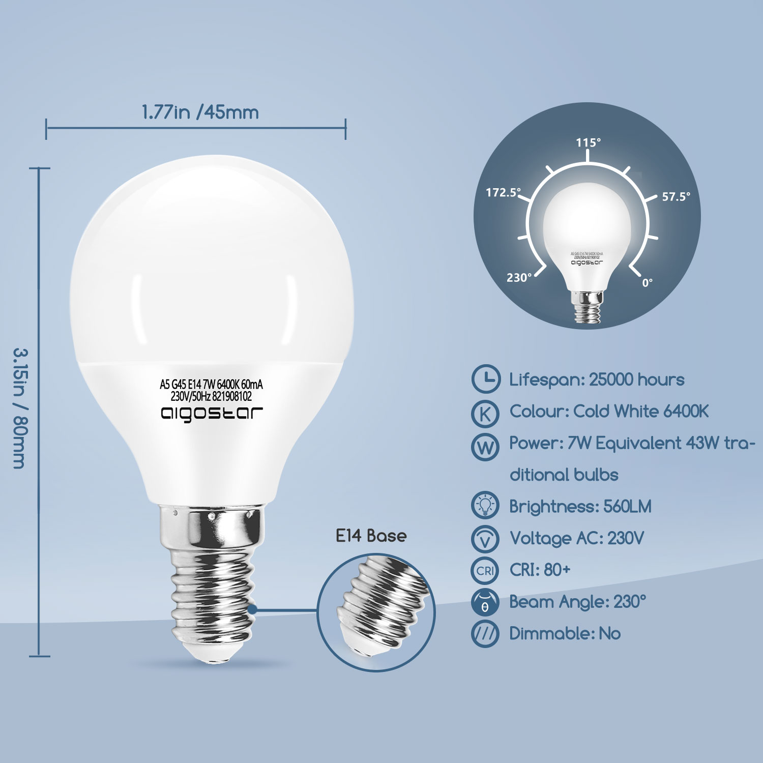 Bombilla crepuscular standard LED E27 10w 800 lm 6400k luz fria