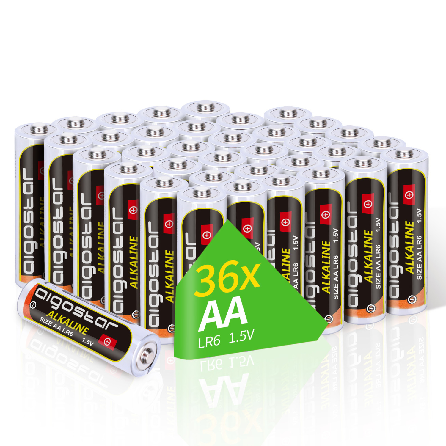 Aigostar Pilas Alcalinas LR6 Baterías, Pilas Alcalinas AA 1.5 Voltios LR6 Pilas, Paquete de 36