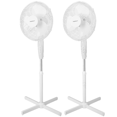 Aigostar Ventilador de Pie, diámetro 41 cm. Ventilador de pie silencioso oscilante 80°, 45W, 3 Velocidades y altura ajustable 108-125cm. Silencioso para dormir. Color blanco. Daisy, 2 Piezas