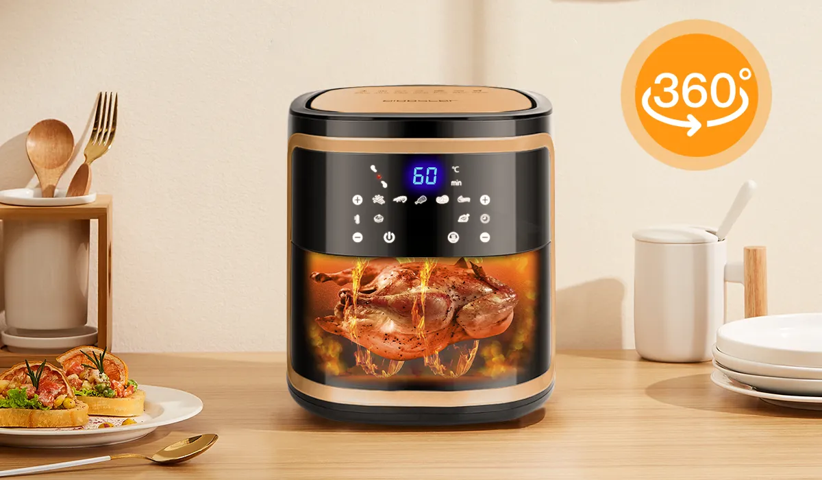 Aigostar Cube Smart 1900W 7L oil free Smart air fryer Manual mode LED touch  screen 7 preset functions + keep warm and Manual mode Wifi connection BPA