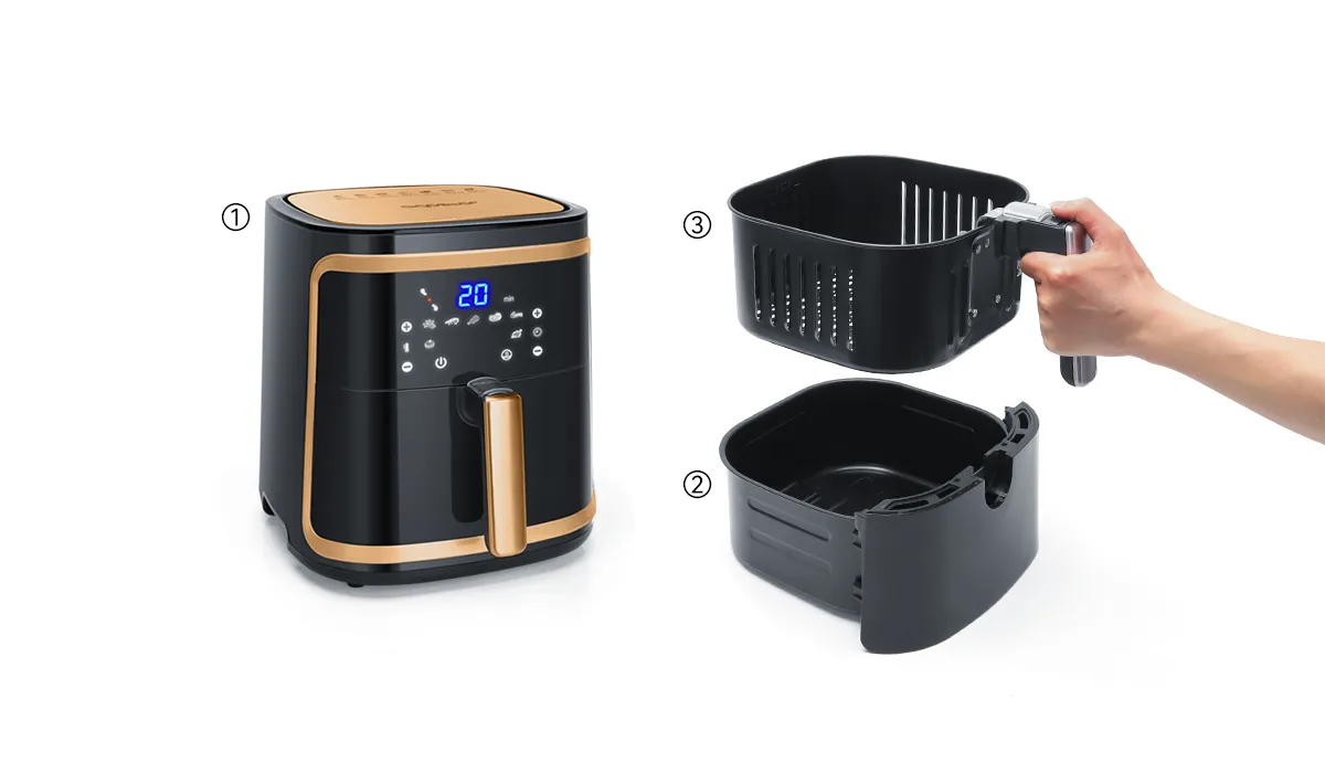 Aigostar Cube Smart 1900W 7L oil free Smart air fryer Manual mode LED touch  screen 7 preset functions + keep warm and Manual mode Wifi connection BPA