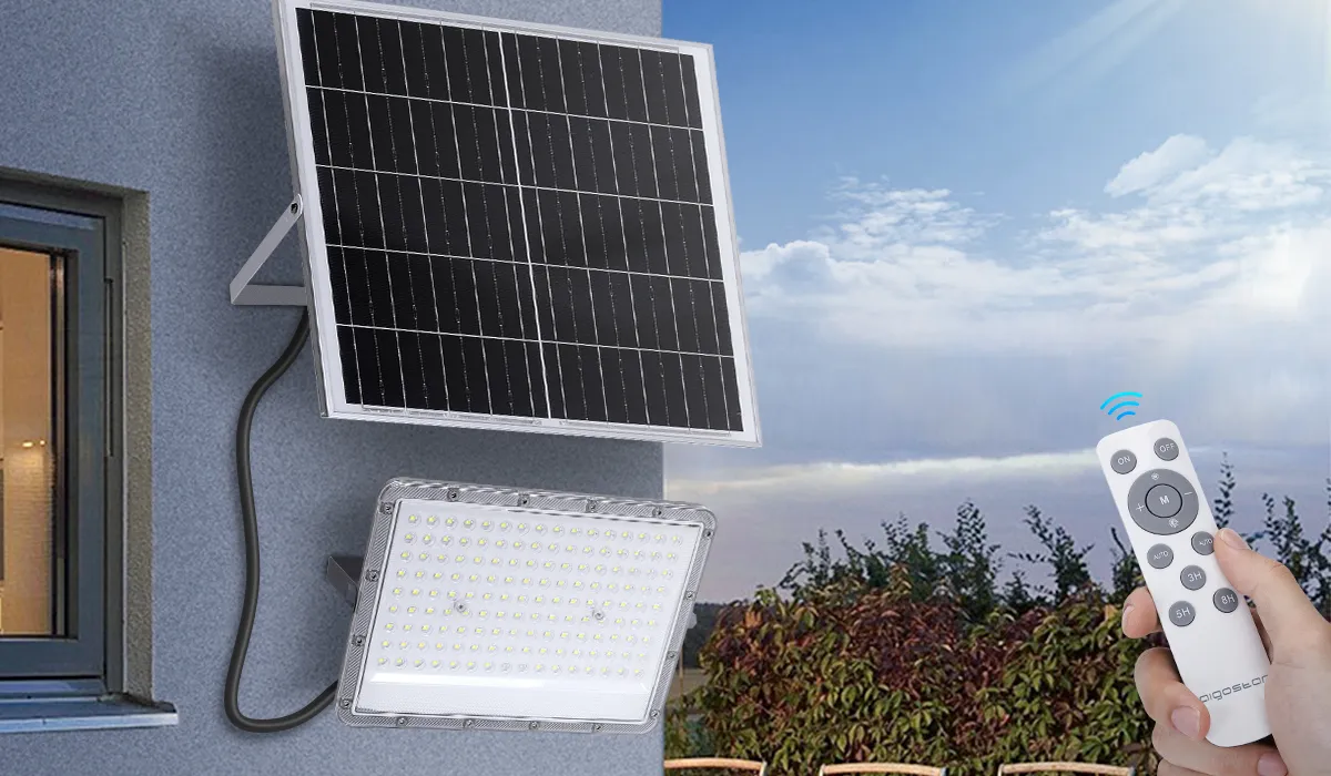 Aigostar - Faro led esterno con pannello solare,200W.Due modalità: faretto  a sensore di movimento e