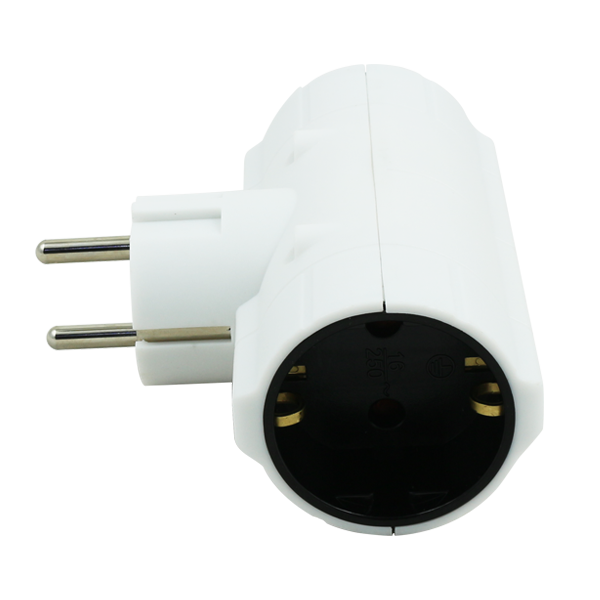 adaptador alemán de 2 vías, 16 A, blanco