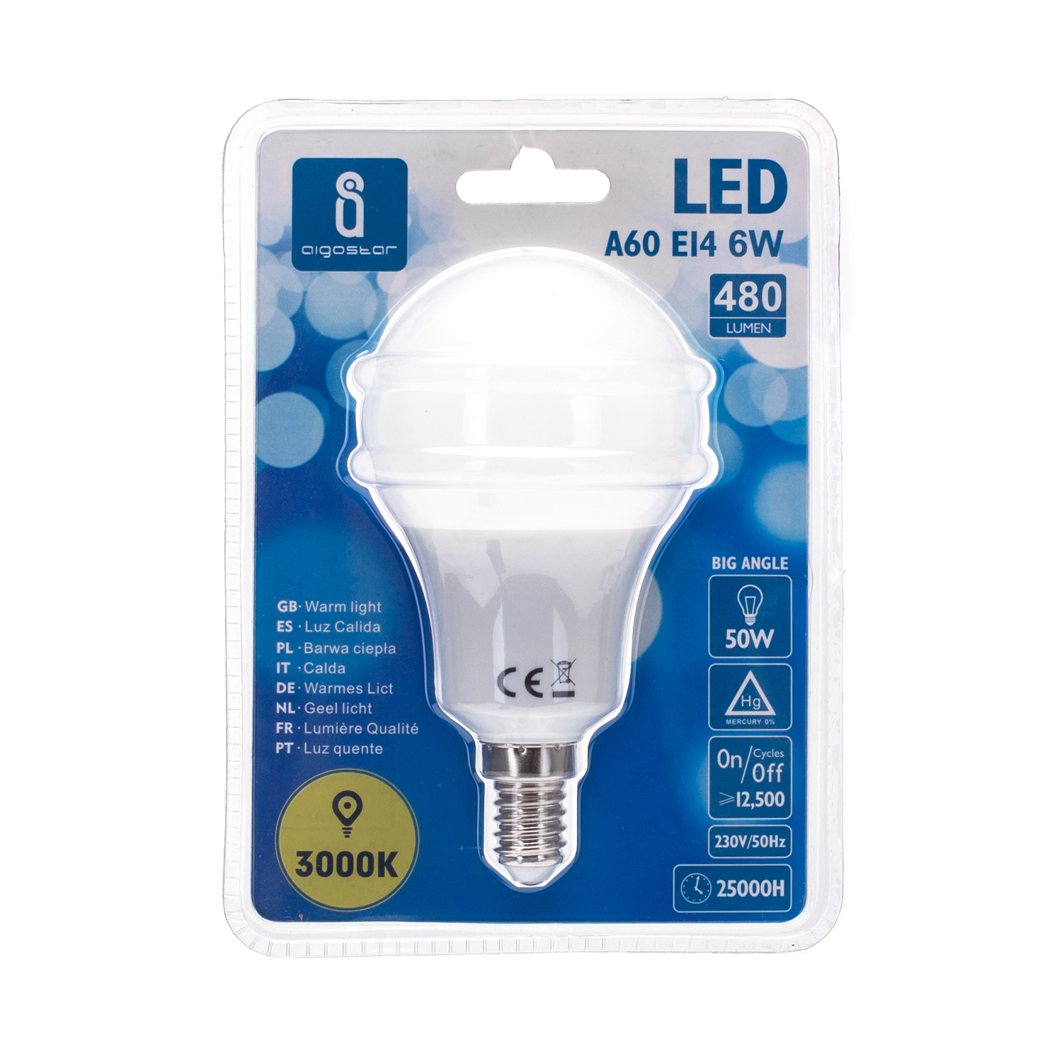 lED A60 E14 6W  Luz Cálida  6W