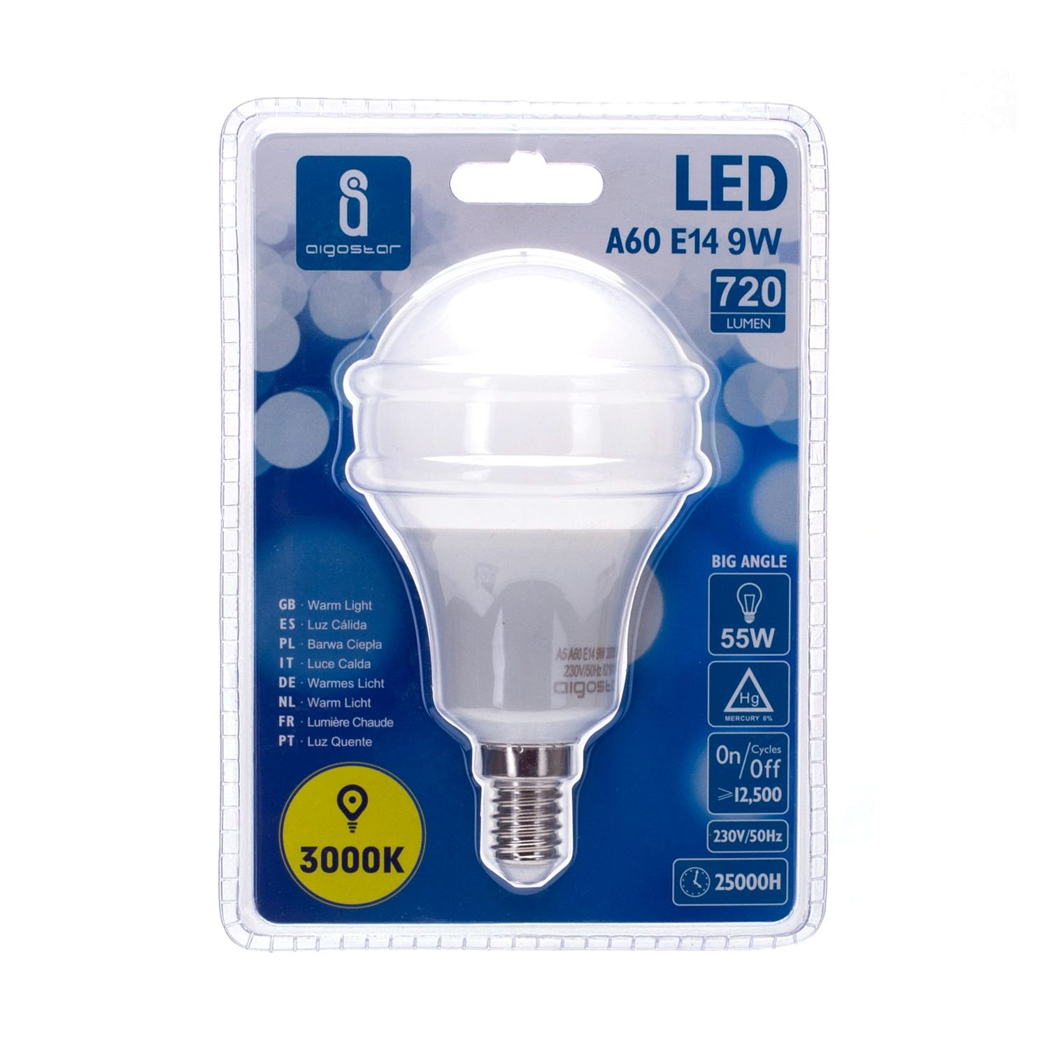 lED A60 E14 9W  Luz Cálida  9W