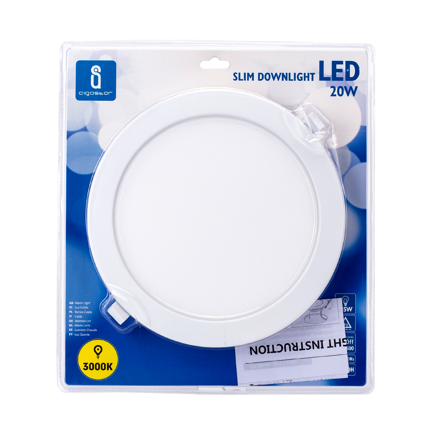 downlight E6 LED empotrable redondo 20W Luz cálida