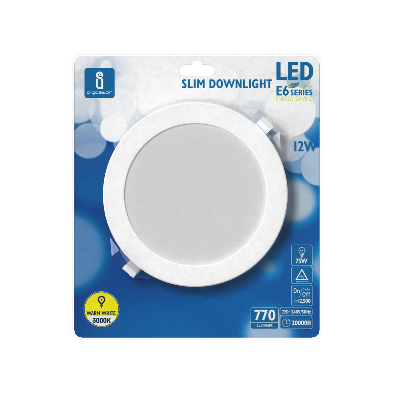downlight E6 LED empotrable redondo 12W Luz cálida