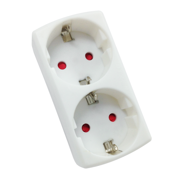 adaptador alemán de 2 vías, 16 A, blanco