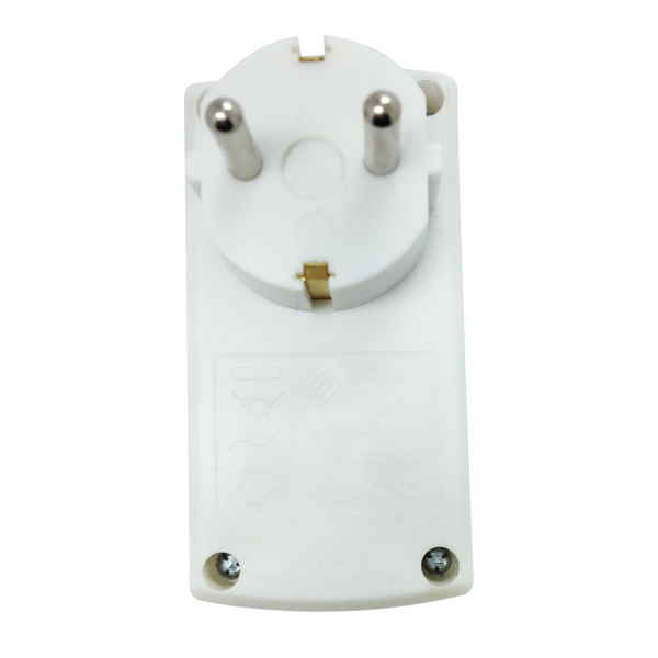 adaptador alemán de 2 vías, 16 A, blanco