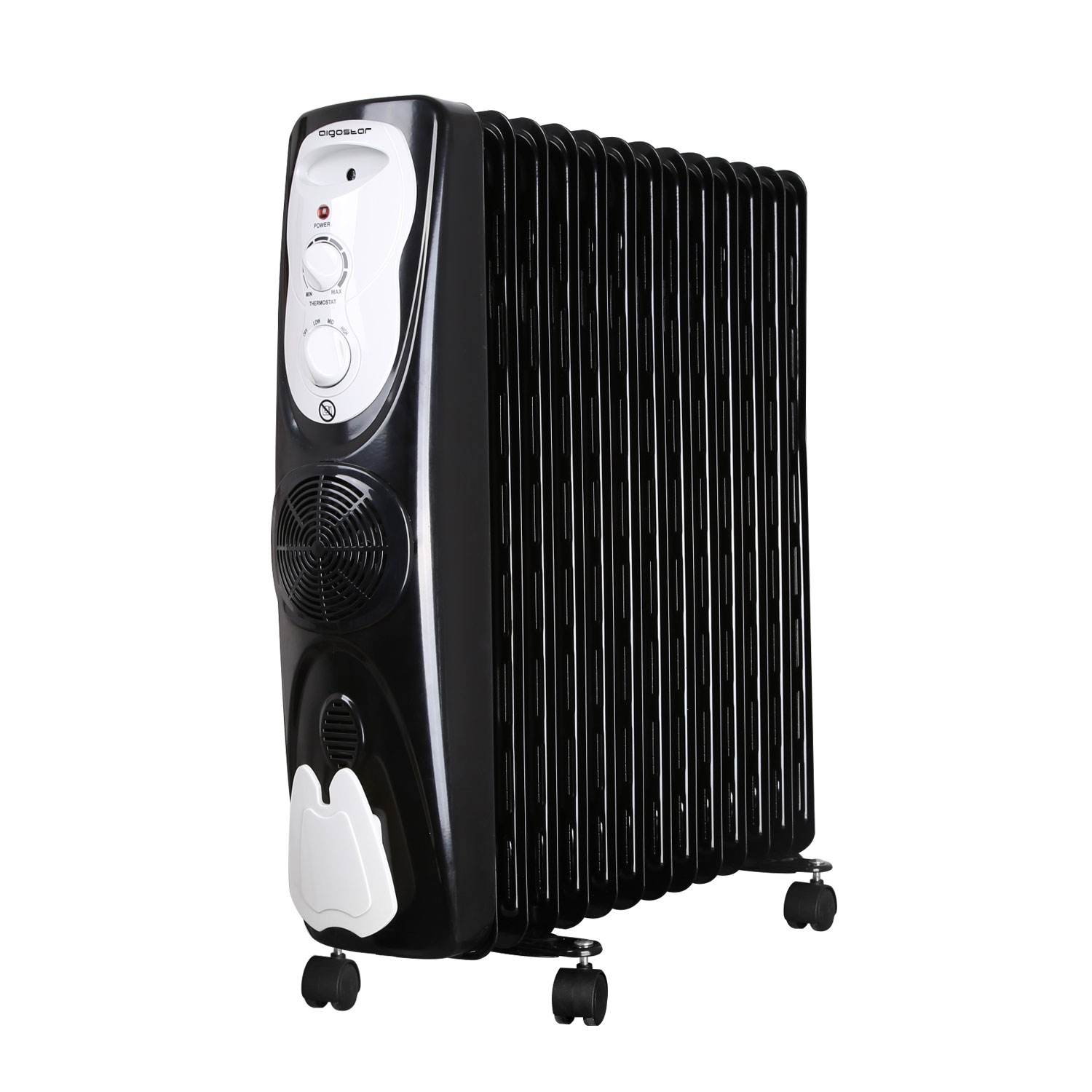 radiador de aceite de 13 aletas de 2800 W con ventilador  L605*W280*H640mm  Negro