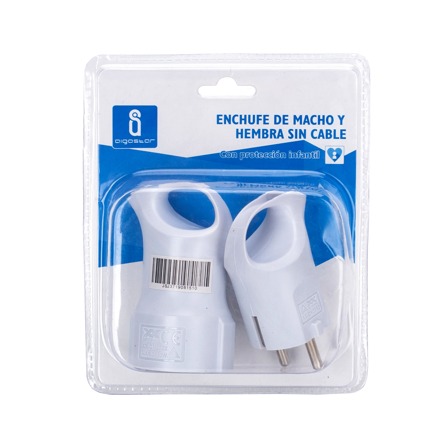 enchufes alemanes macho y hembra, 16 A, blancos