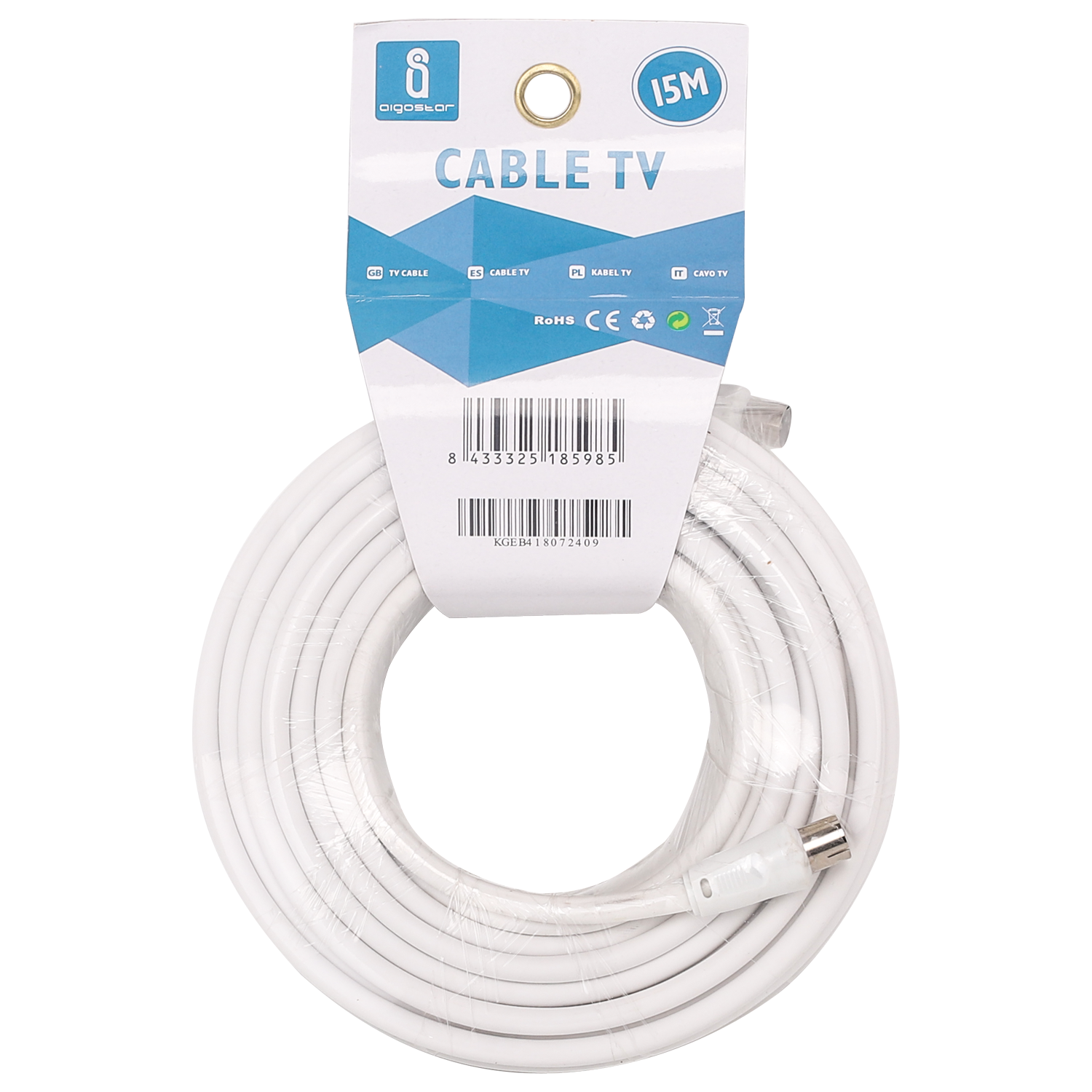 cable de TV, 15 m, blanco