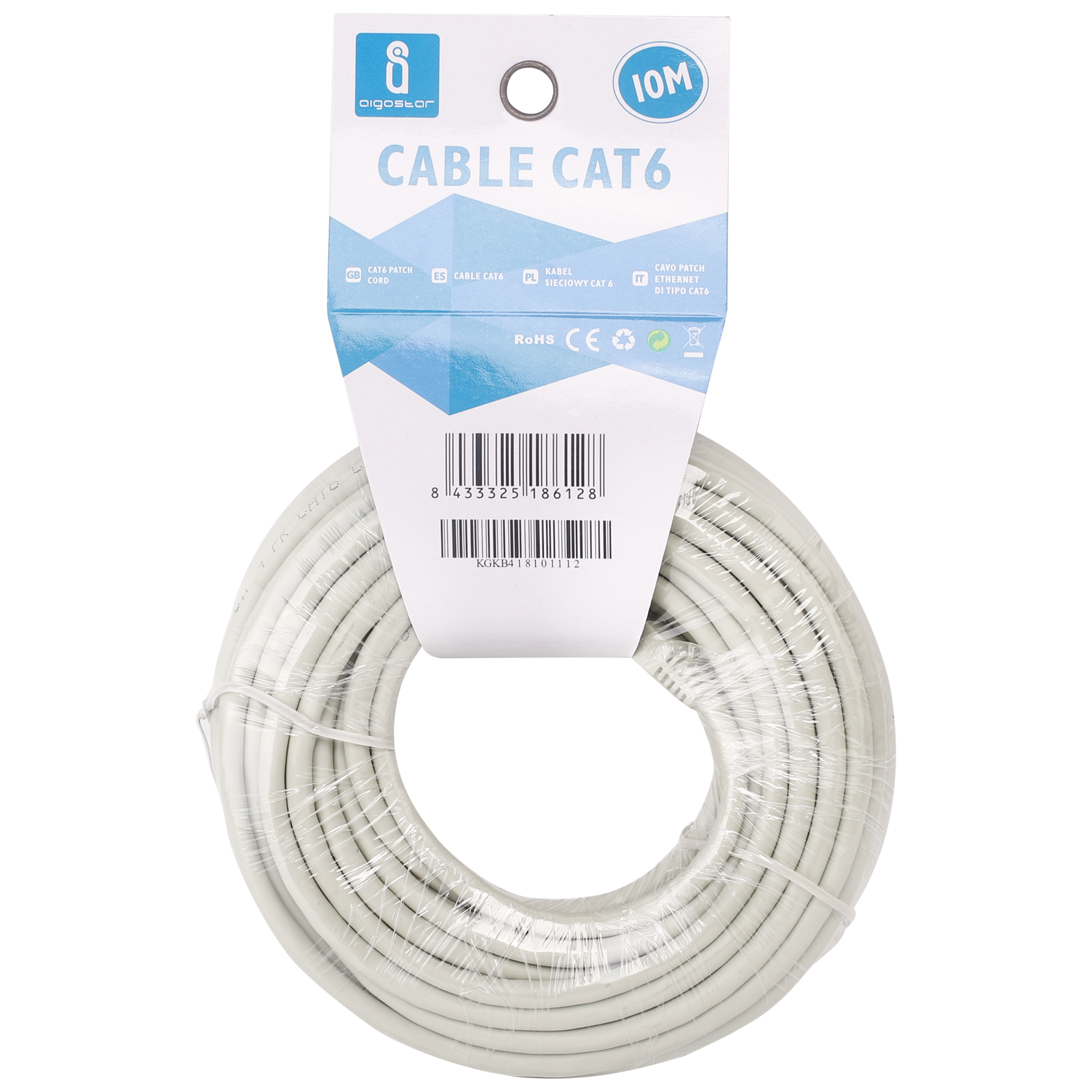cable de conexión CAT6, 10 m, gris