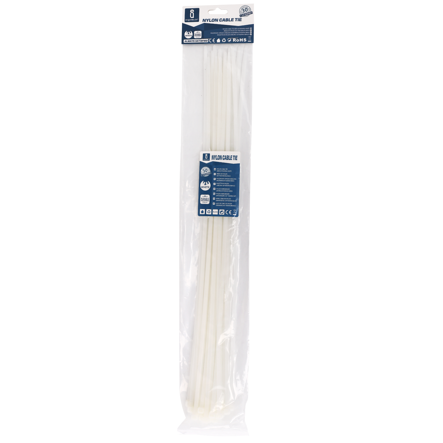 bridas de nylon (30 uds) 4,8 x 450 mm, blanco