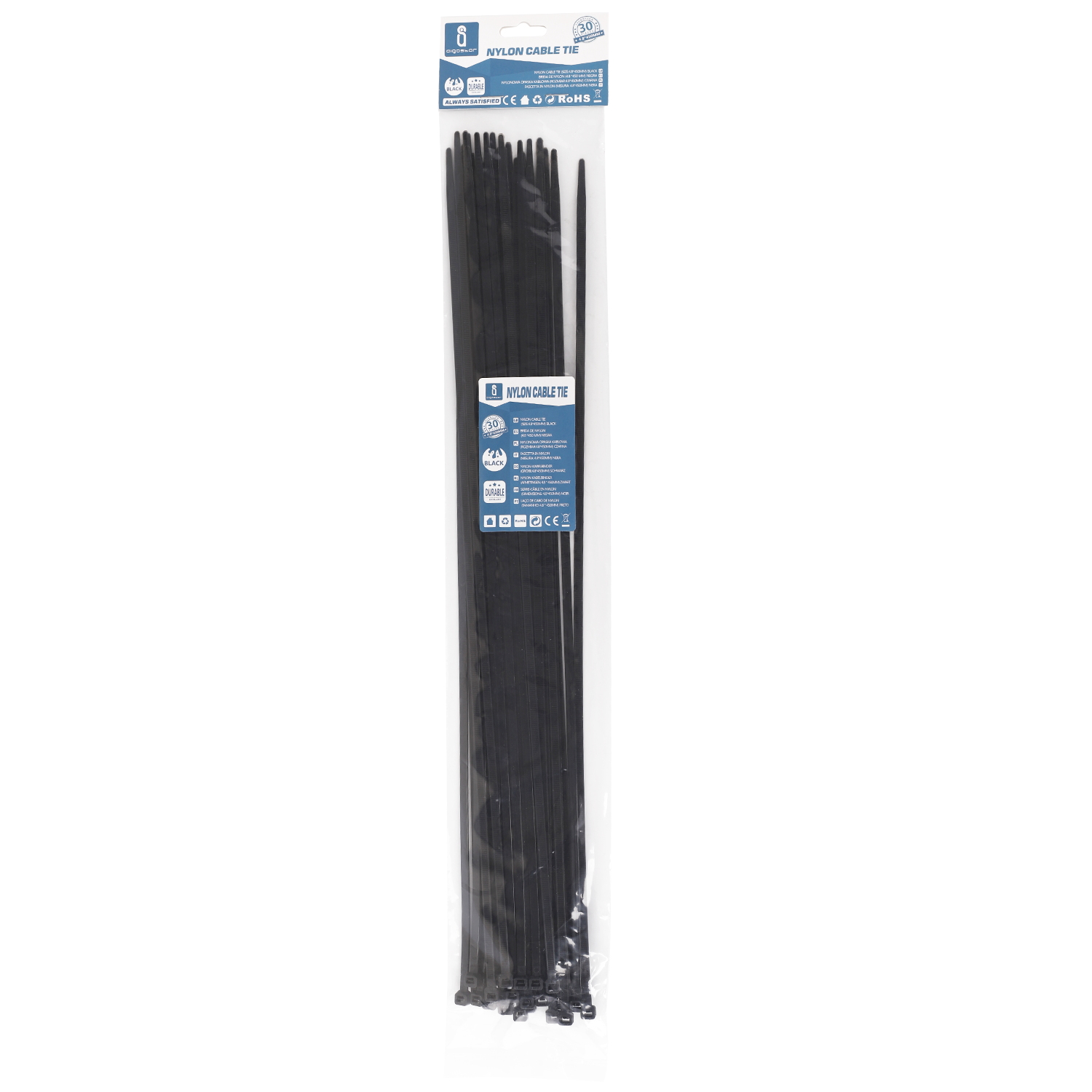 bridas de nylon (30 uds) 4,8 x 450 mm, negro