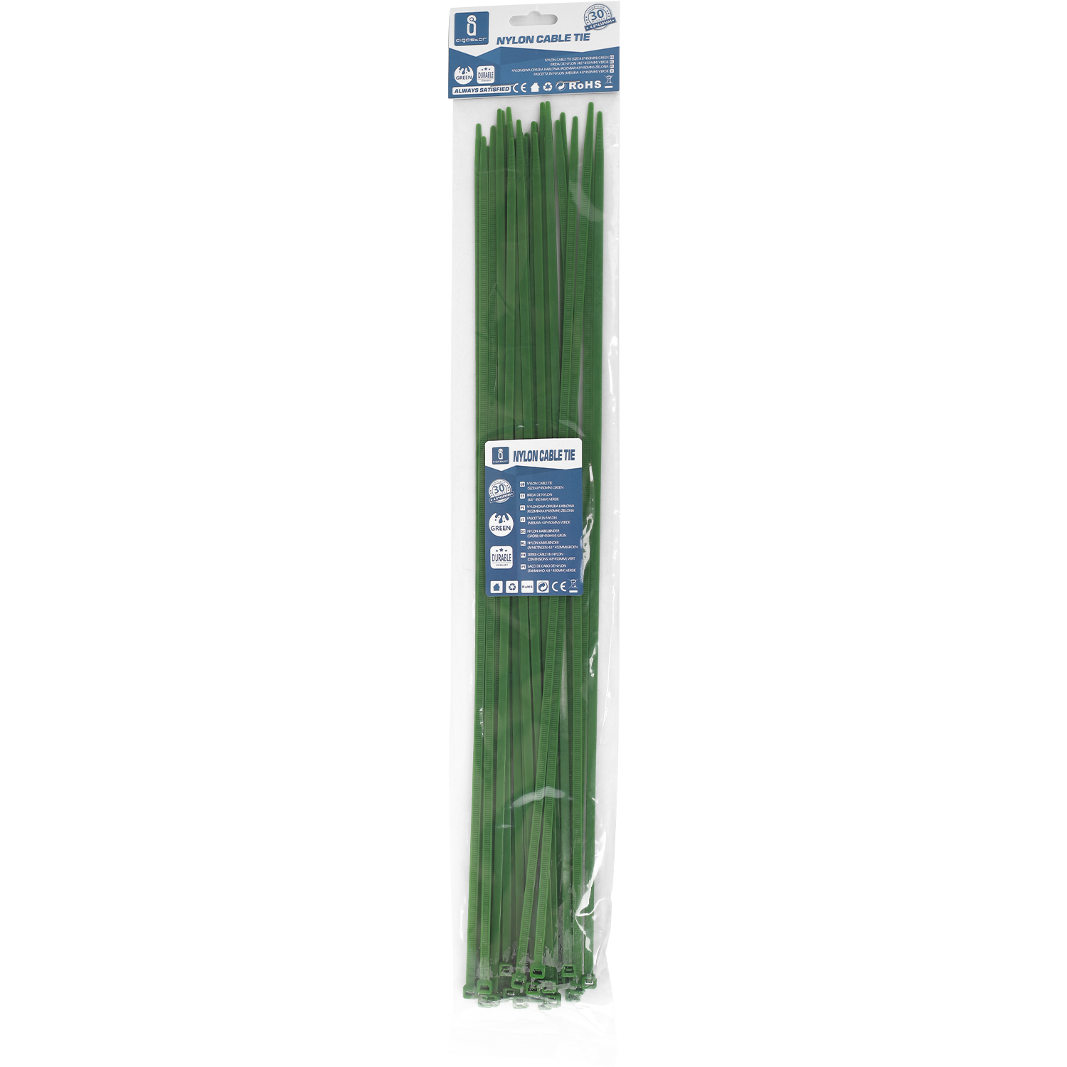 bridas de nylon (30 uds) 4,8 x 450 mm, verde