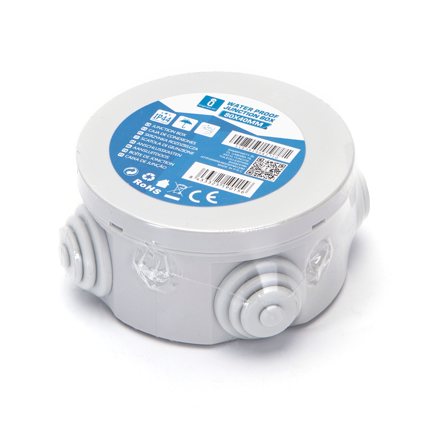caja de conexiones redonda resistente al agua (Tama?o: 80 x 40 mm), IP44, gris