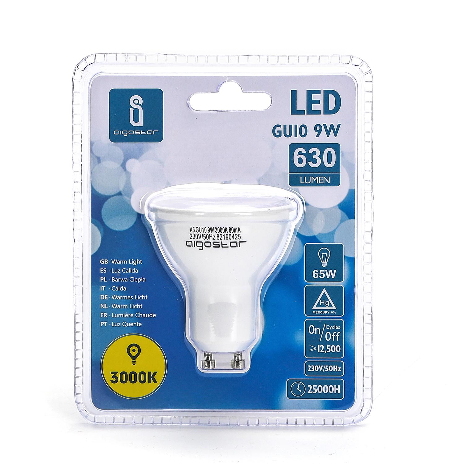 lED GU10 9W 3000K