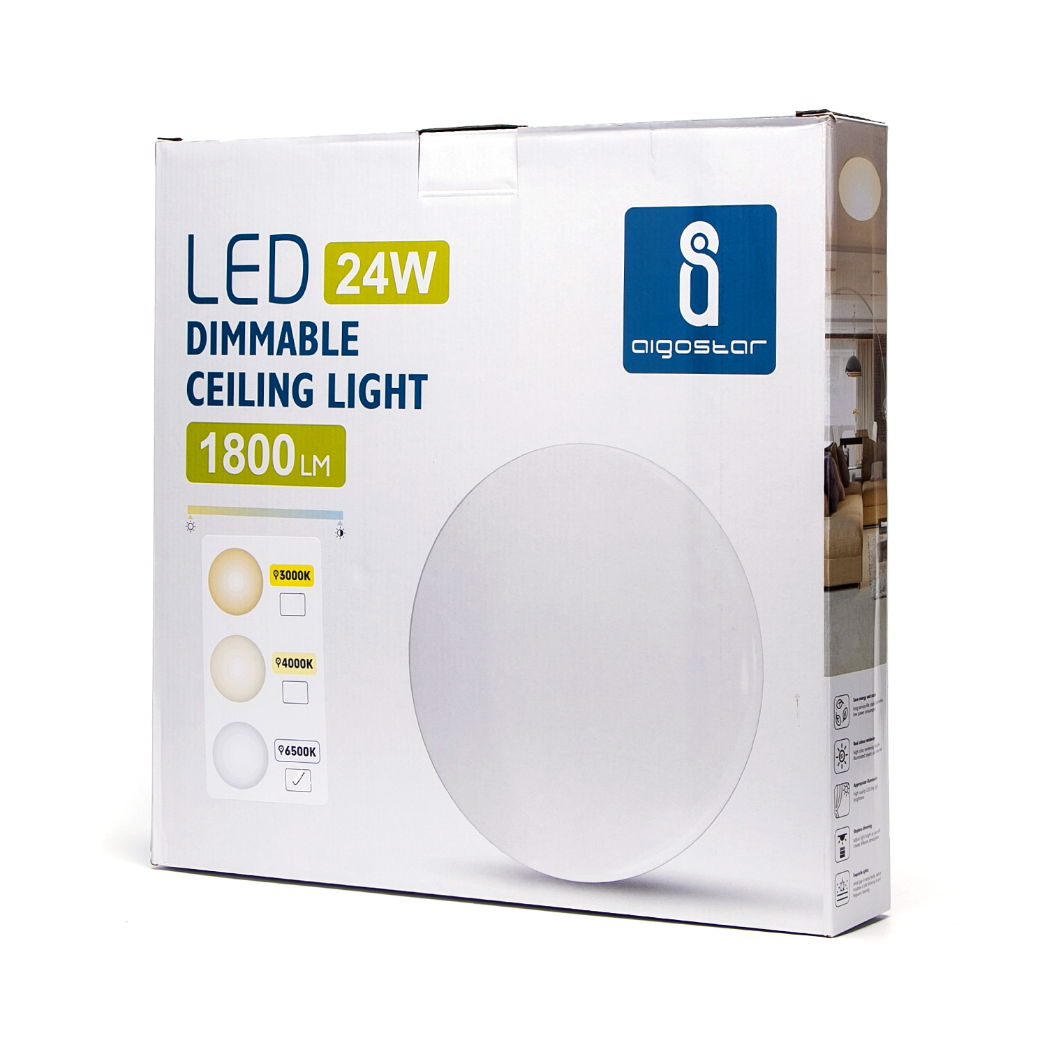 luz LED de techo regulable 6500K 24W
