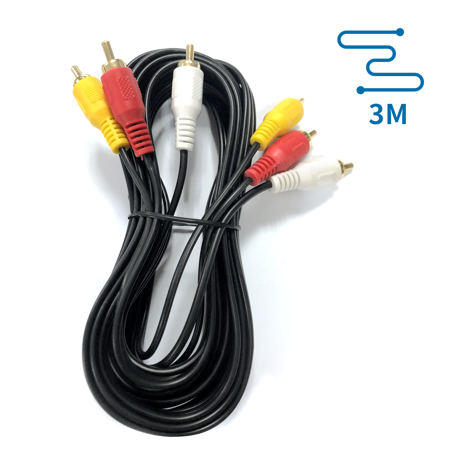 cable de audio 3RCA-3RCA, 3 m, negro