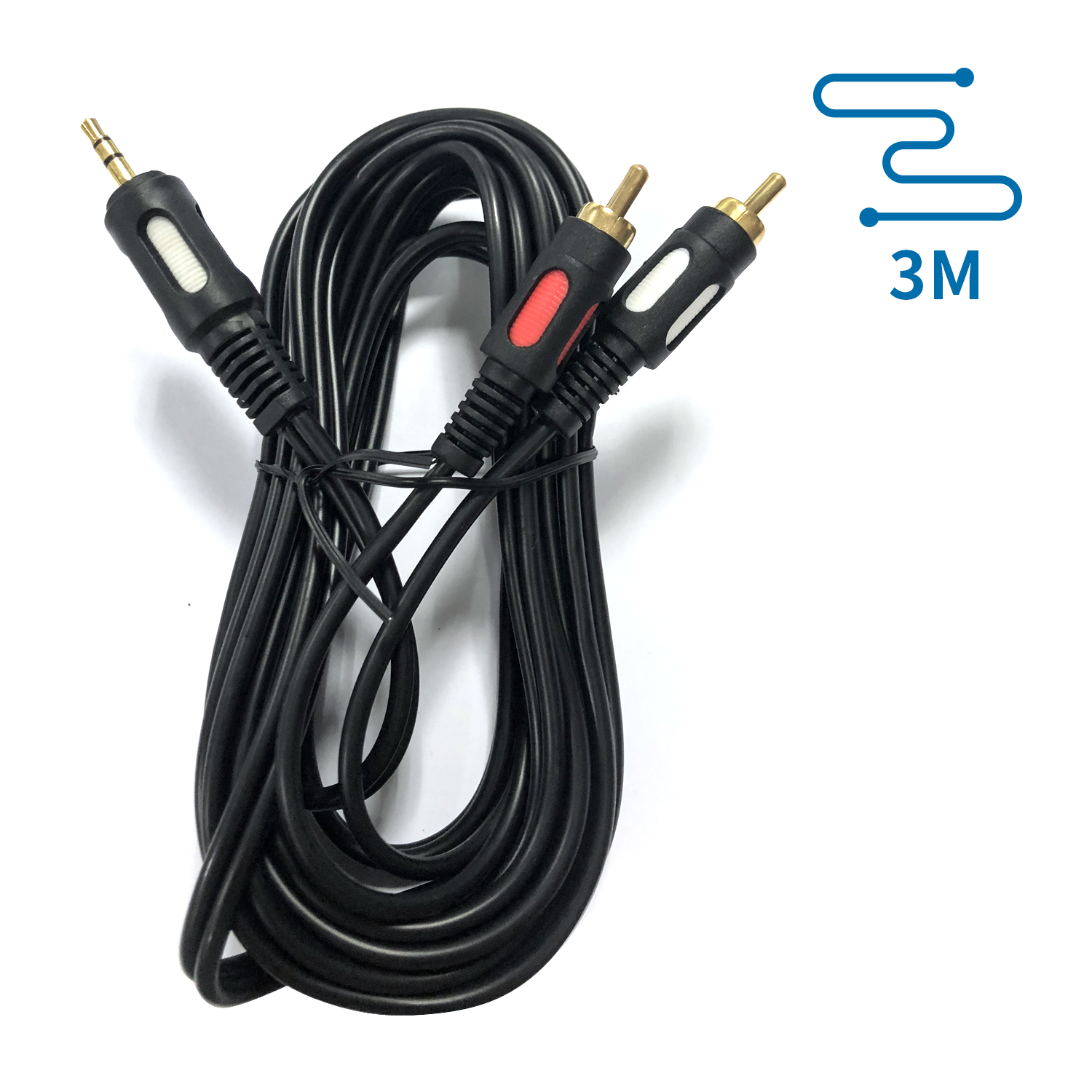 cable de audio de 3,5 macho a 2RCA, 3 m, negro