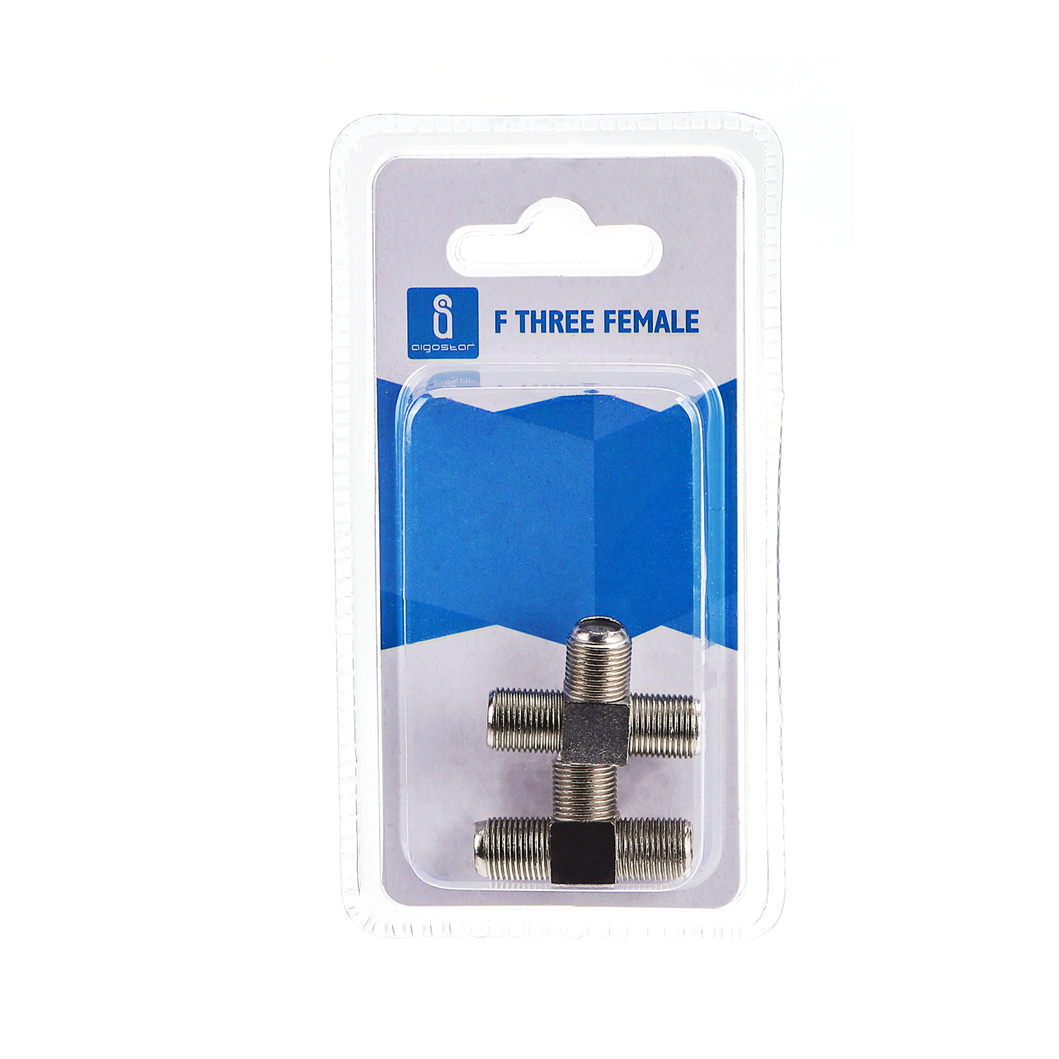 conector tipo F hembra de 3 vías, plateado