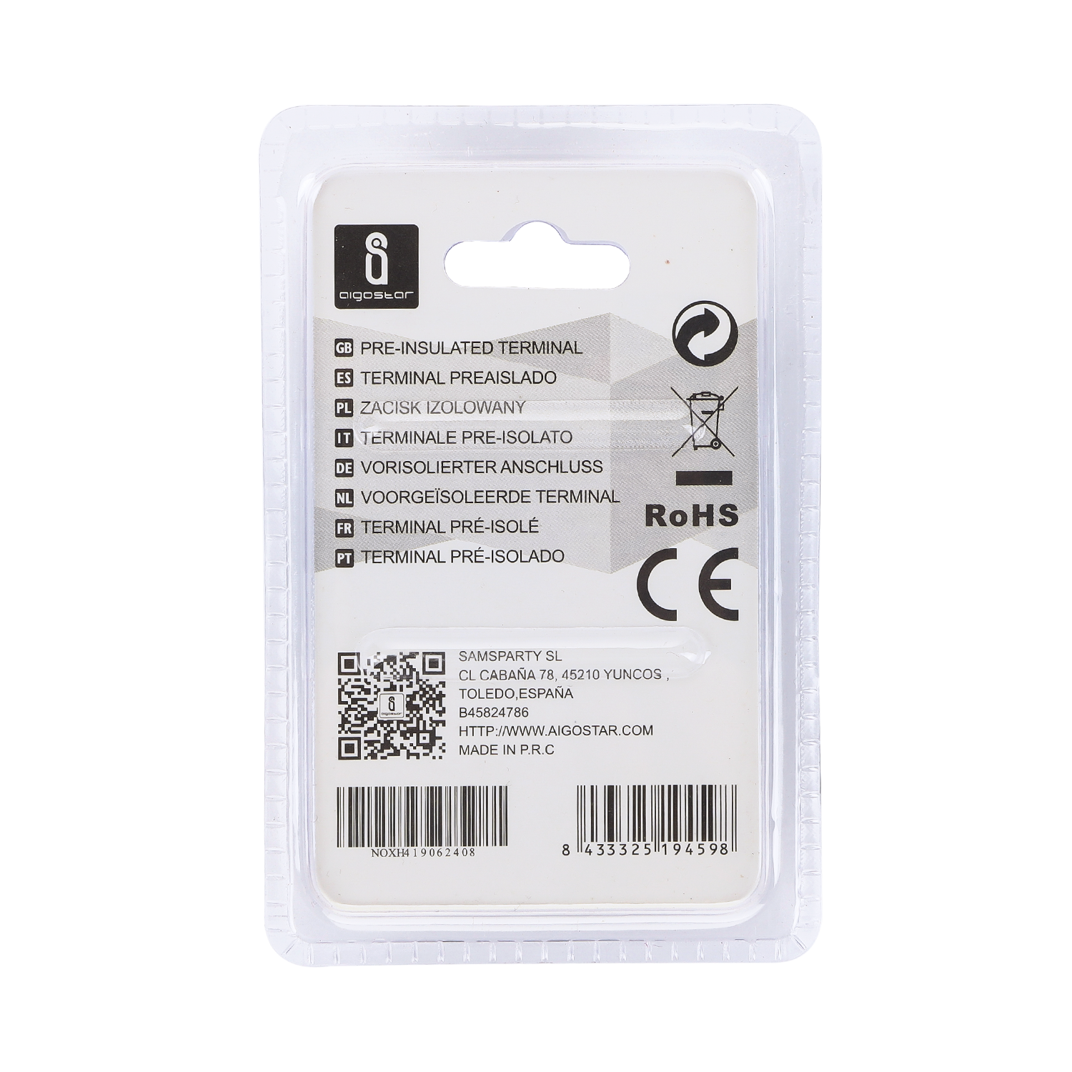 terminal preaislado RV1.25-4 negro (20 uds/blíster)