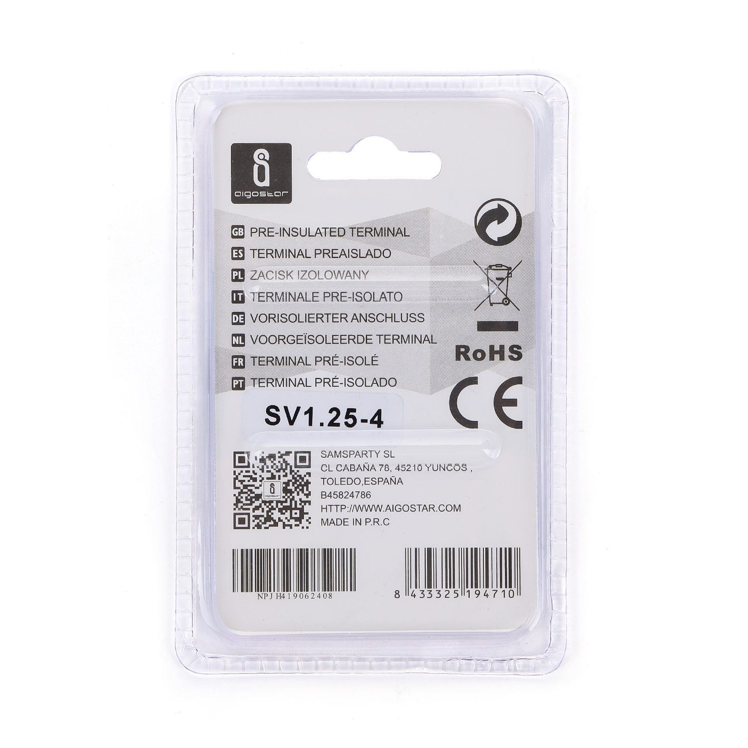 terminal preaislado SV1.25-4 negro (20 uds/blíster)