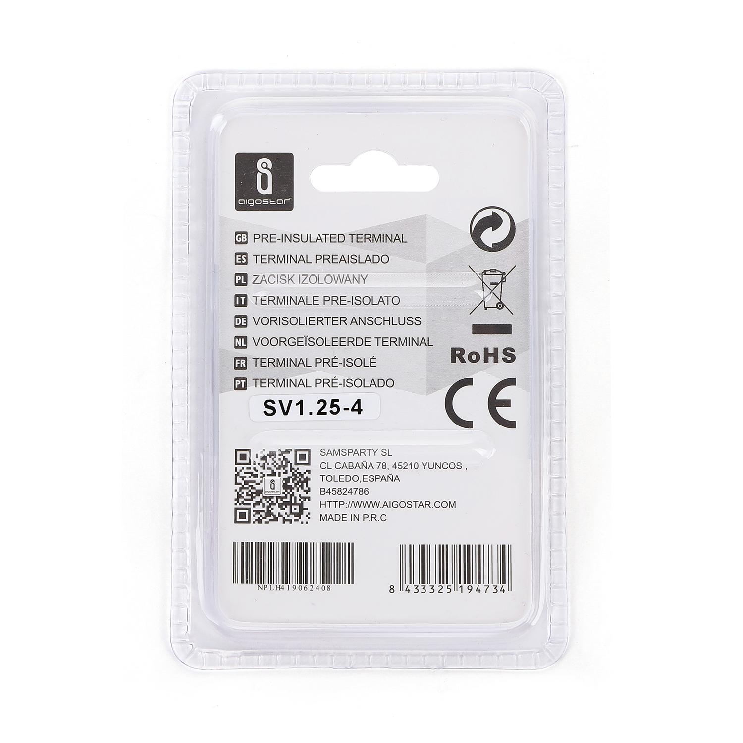 terminal preaislado SV1.25-4 rojo (20 uds./blíster)