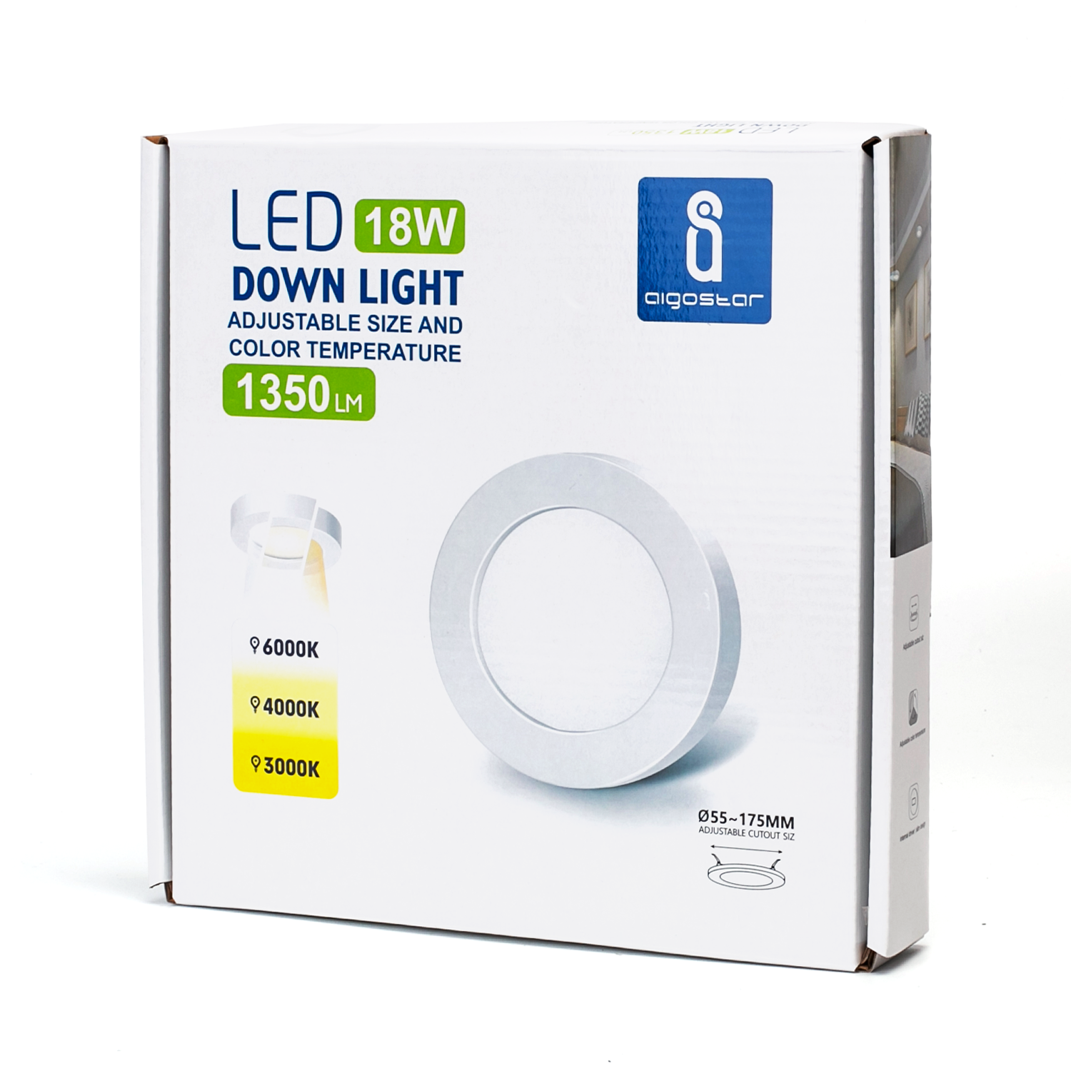 downlight E6 LED 18W de tama?o y luz regulable