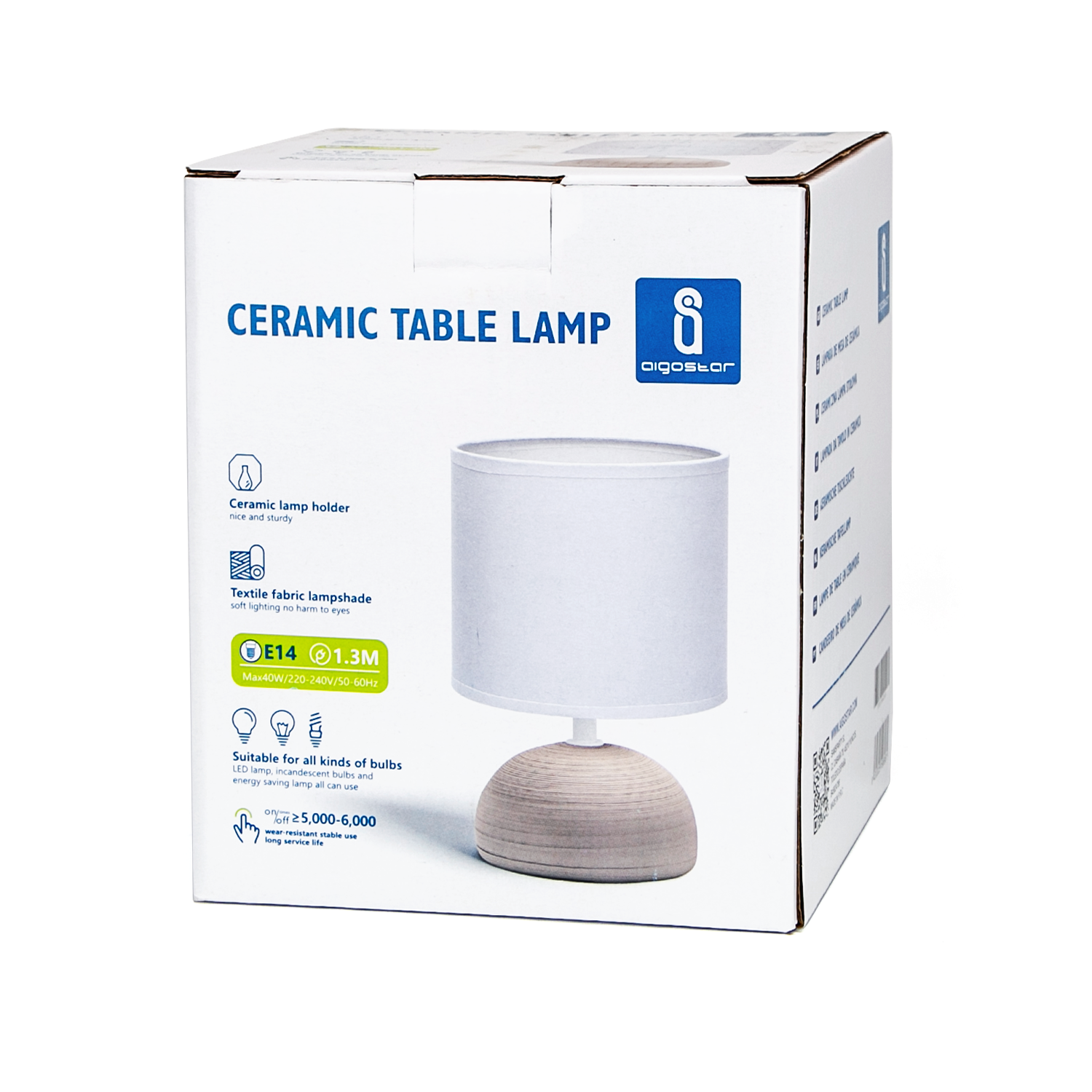 lámpara de mesa de cerámica Blanco&Marrón
