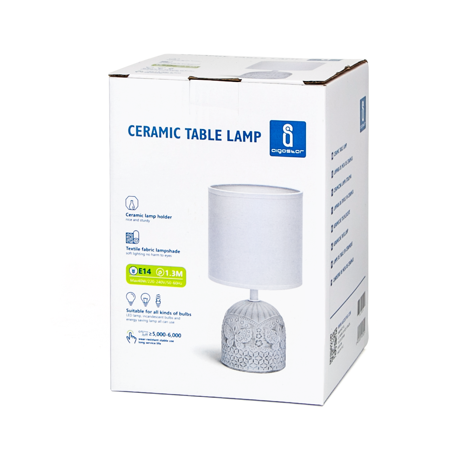 lámpara de mesa de cerámica Blanco