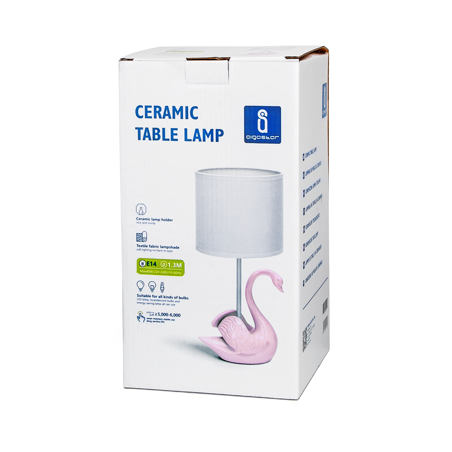 lámpara de mesa de cerámica Blanco y rosa
