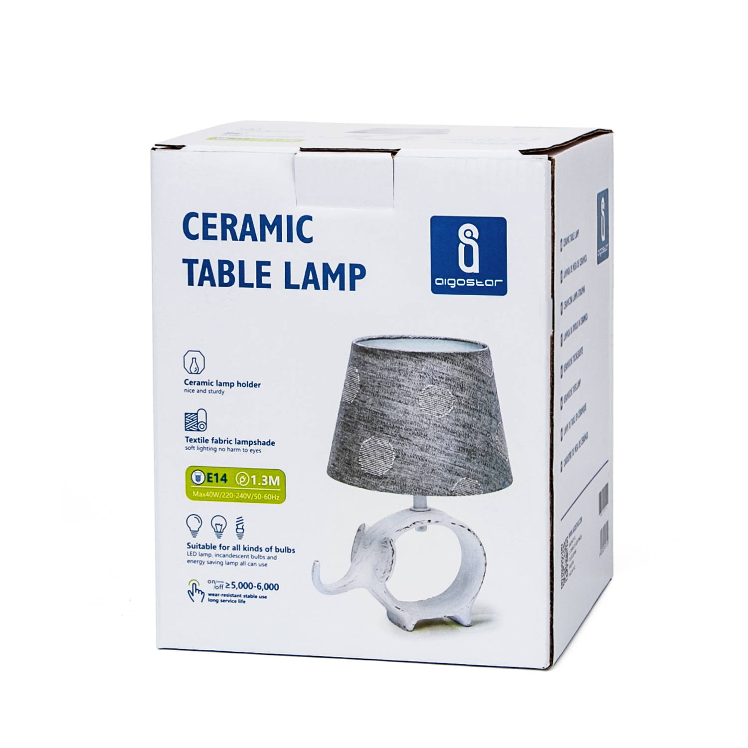 lámpara de mesa de cerámica Gris&Blanco