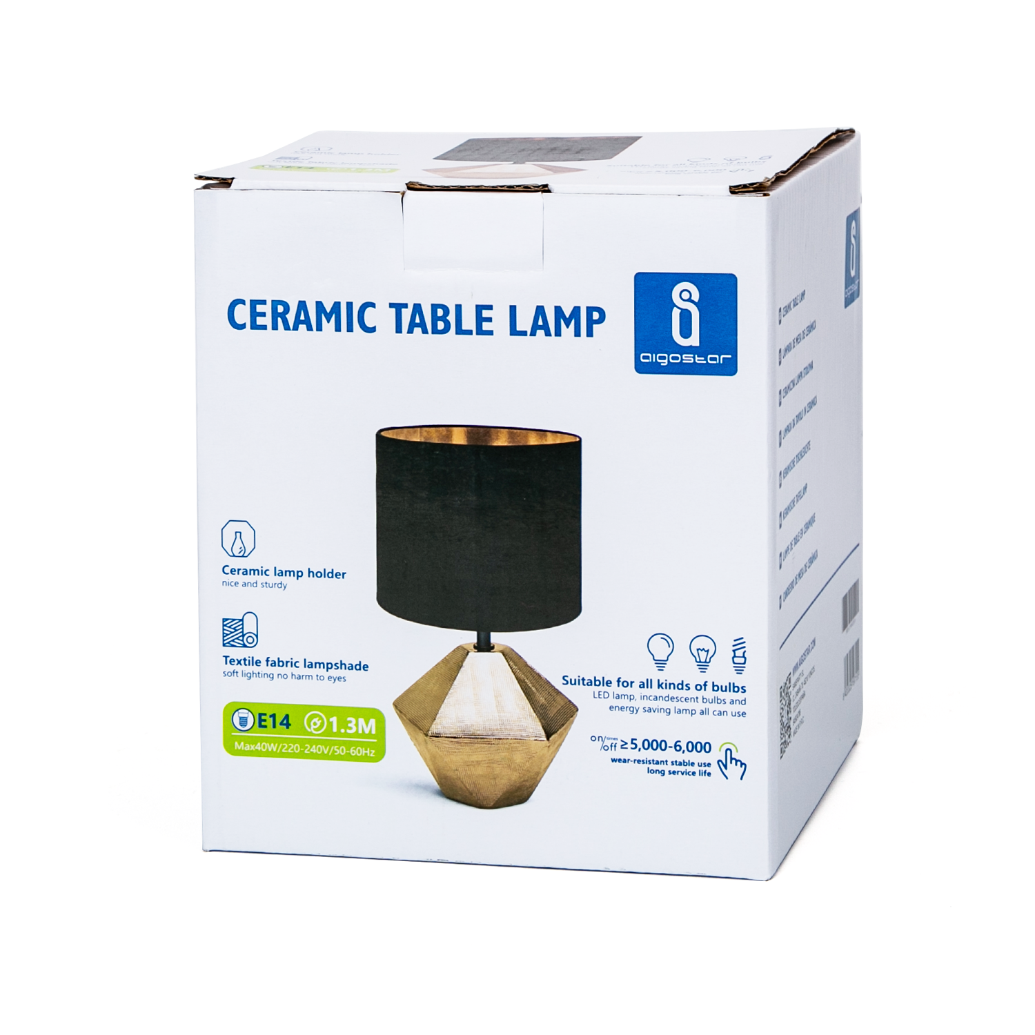 lámpara de mesa de cerámica Negro&Oro