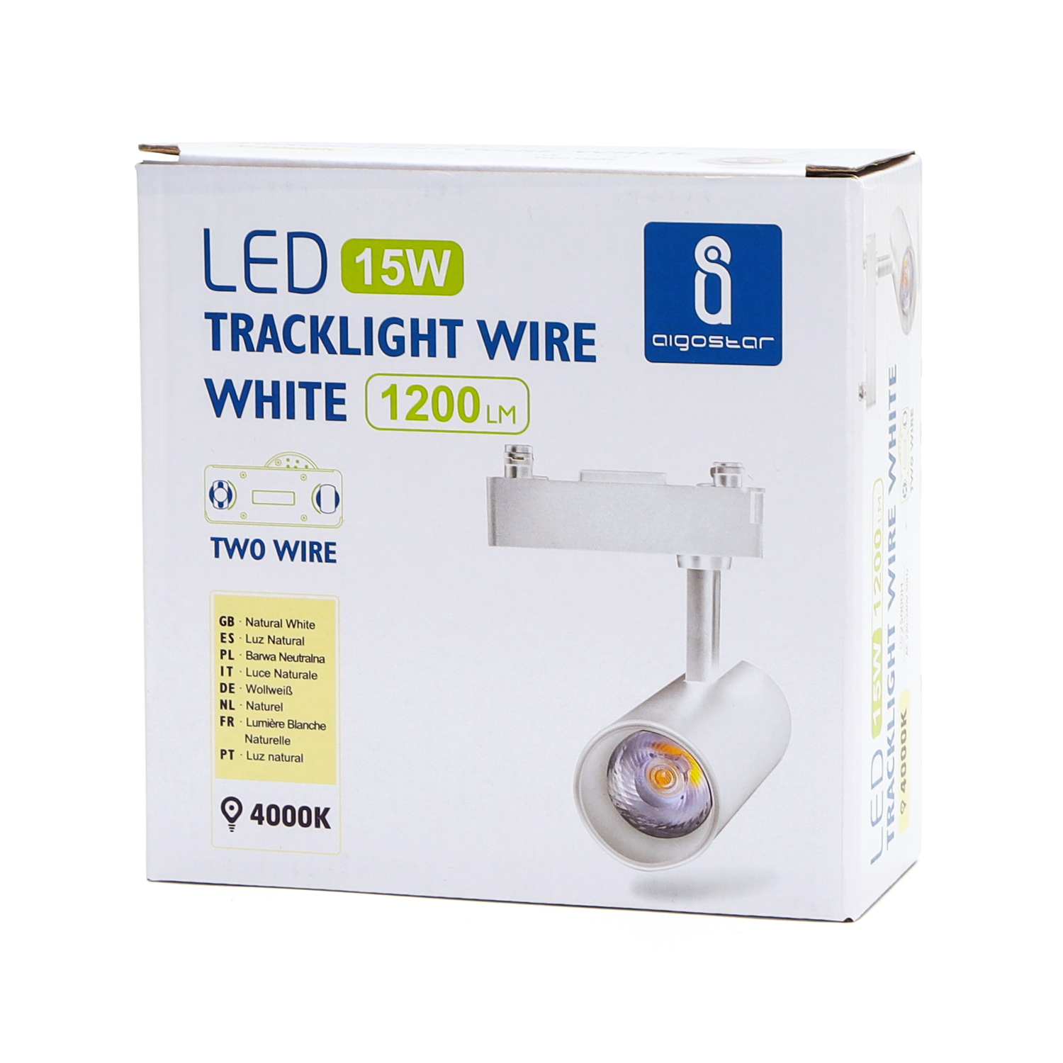 lámpara LED de dos pistas  4000K  15W Blanca
