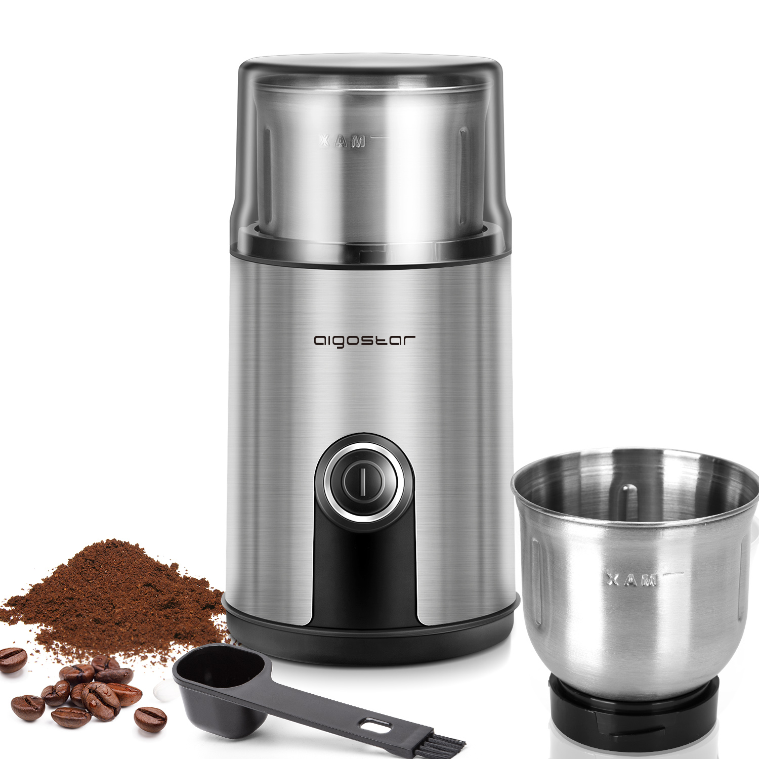 Nuts 75g Capacity 200W Herbs Spice Separated Stainless Steel Blades for Coffee Beans Aigostar Stainless Steel Coffee Grinder Otto 30RYI. Seeds Free Cleaning Brush 