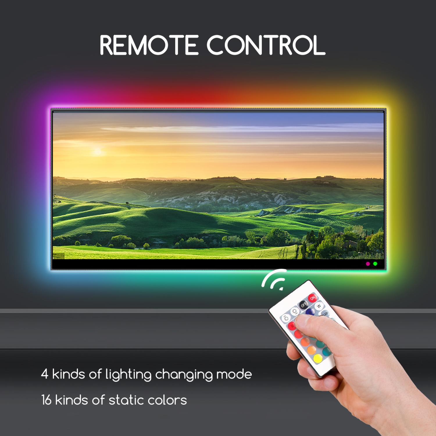 Aigostar - LED Strip TV RGB 2M met afstandsbediening LED-TV-achtergrondverlichting met Kleurwijziging IP65 Waterdicht LED-stripverlichting USB-aangedreven Tapeverlichting voor TV PC-monitor