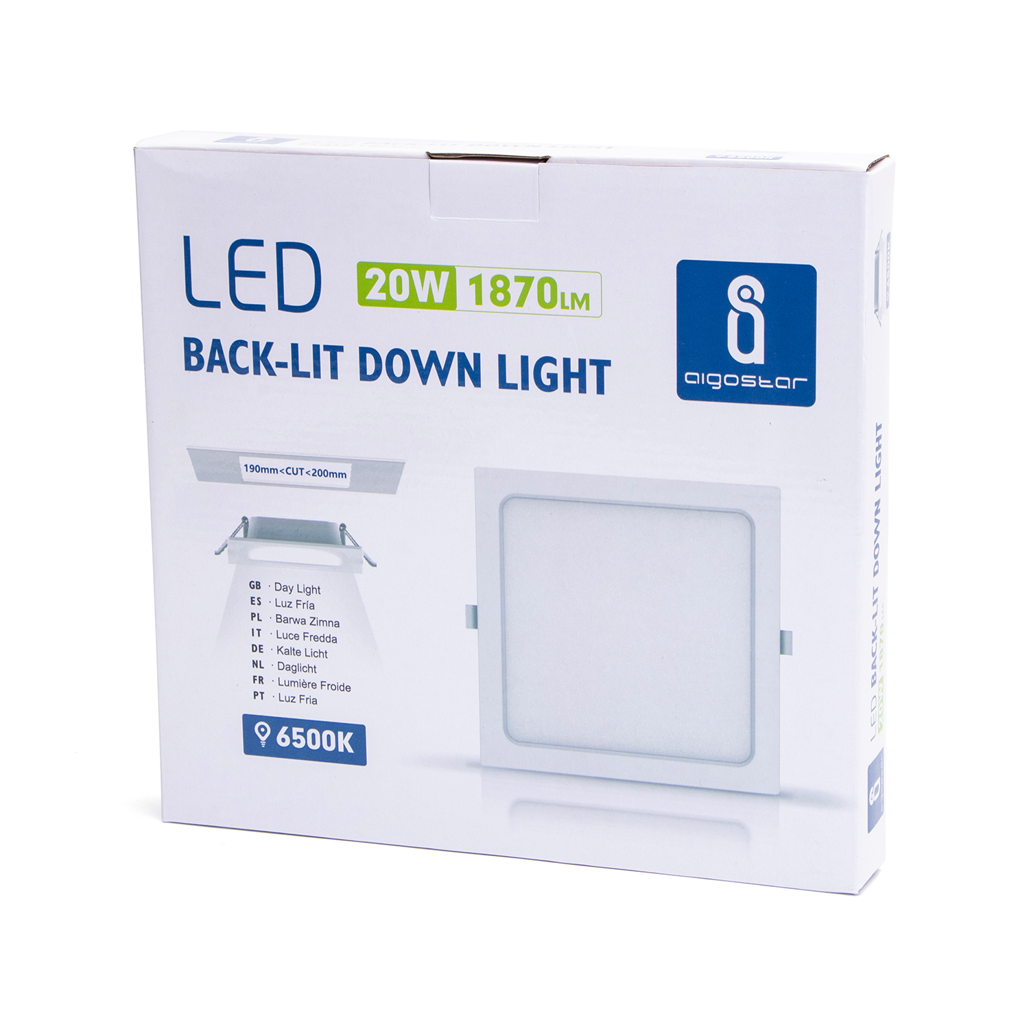downlight E6 LED empotrable cuadrado 20W Luz blanca