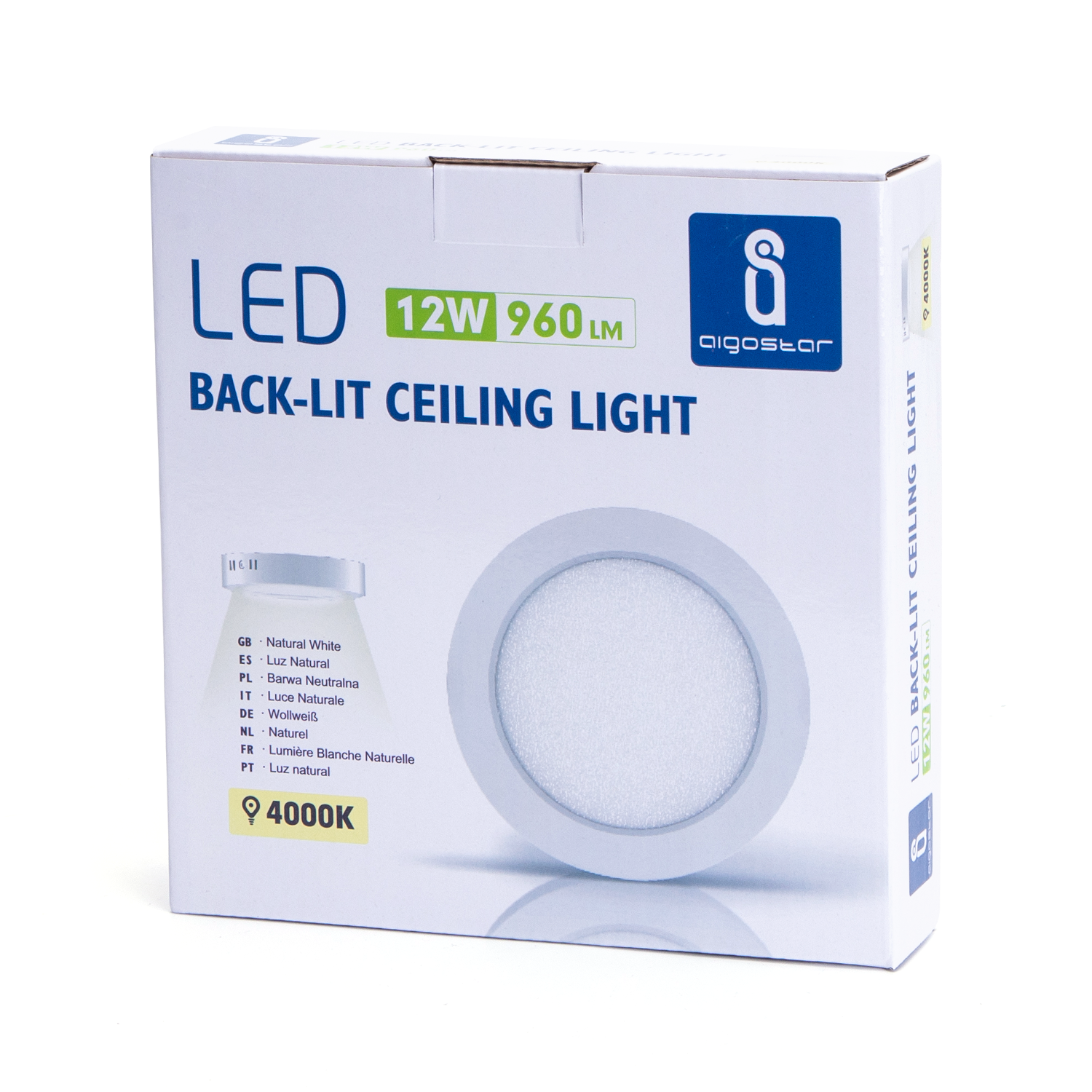 downlight E6 LED de superficie redondo 12W Luz natural