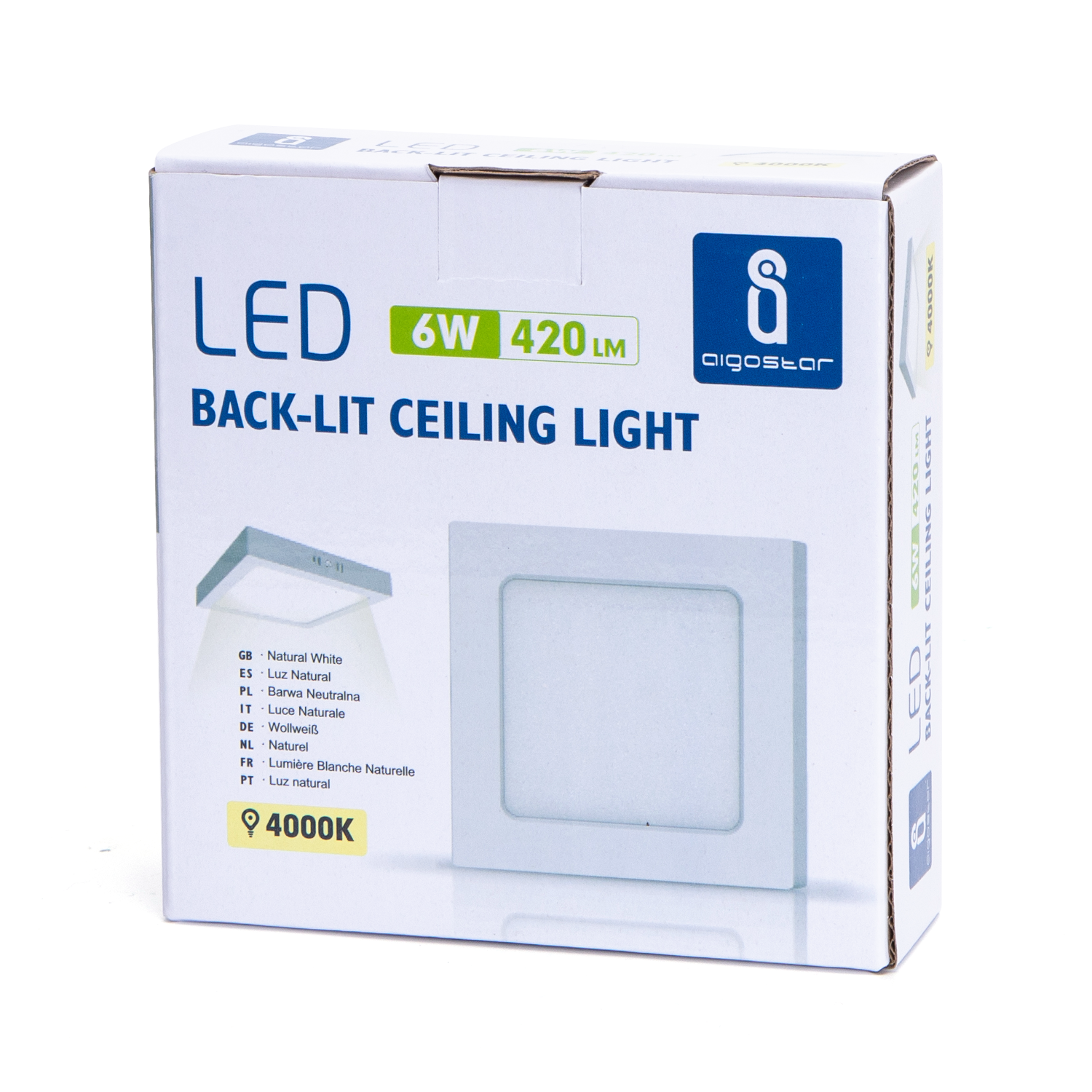 downlight E6 LED de superficie cuadrado 6W Luz natural