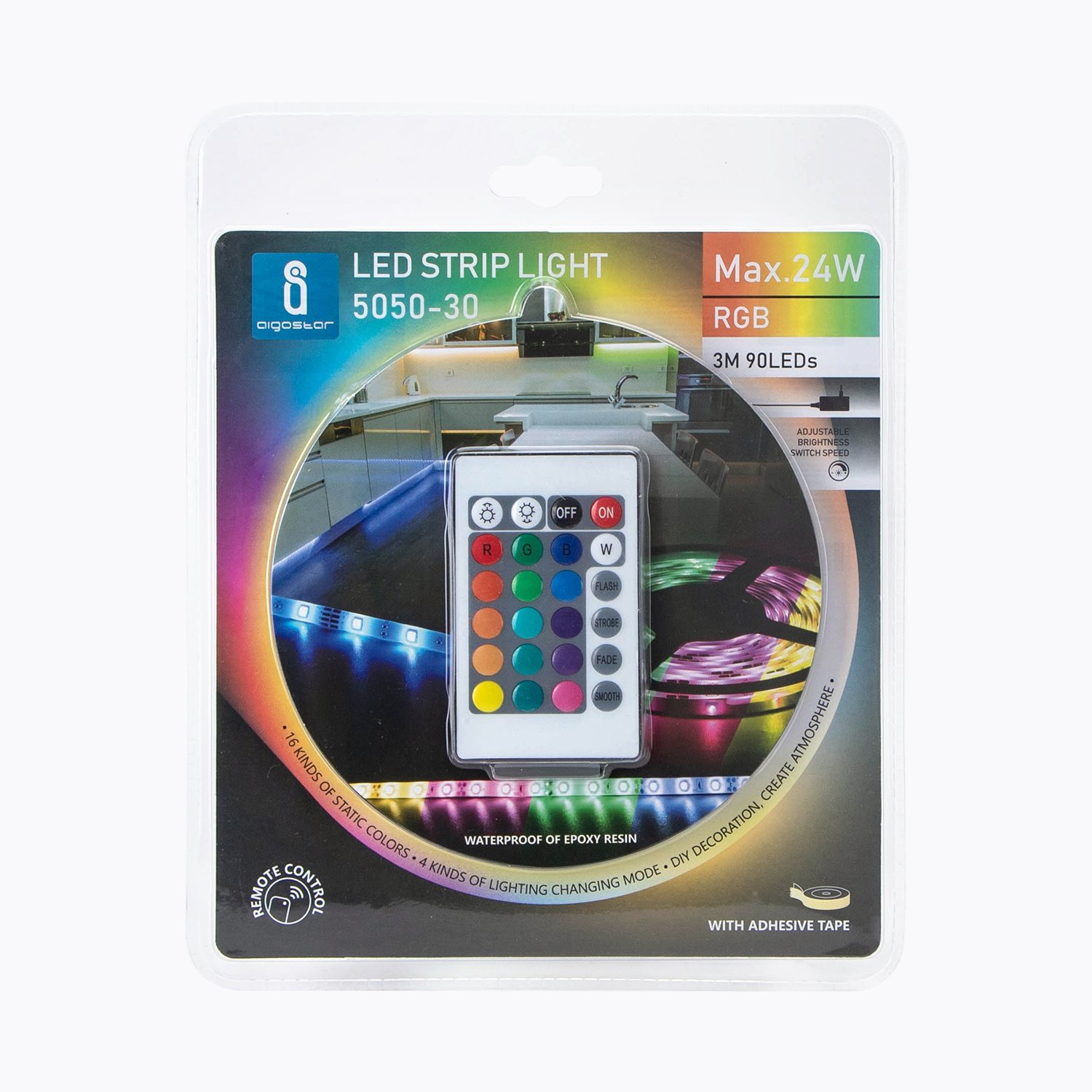 tira de luz LED RGB de baja tensión Arco iris MAX.24W