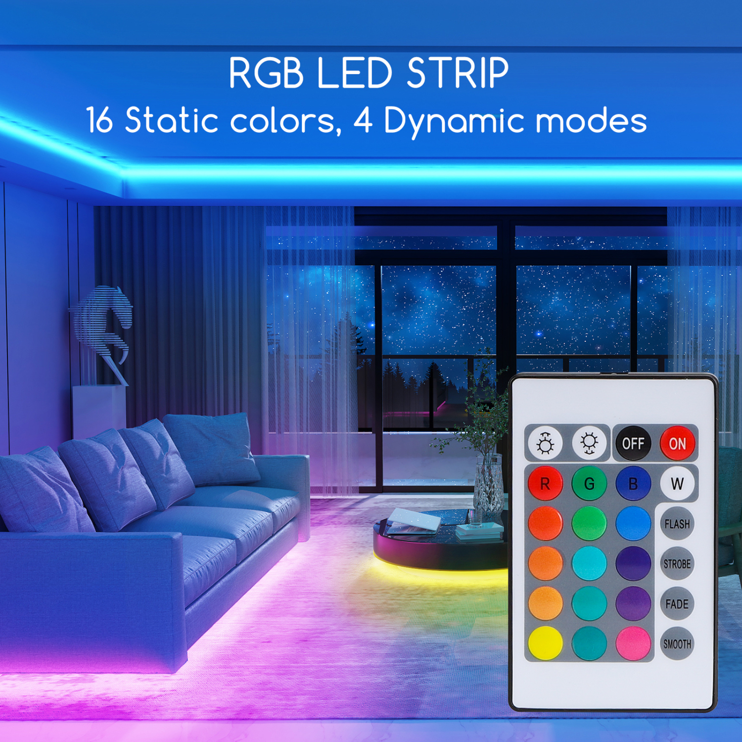 Aigostar LED Strip 5M, RGB LED Strip met Afstandsbediening, IP65 Waterdichte, LED Strip Light voor Thuis, TV, Slaapkamer, Keuken, Party, Veranda, Feest, Bar [Energieklasse A]
