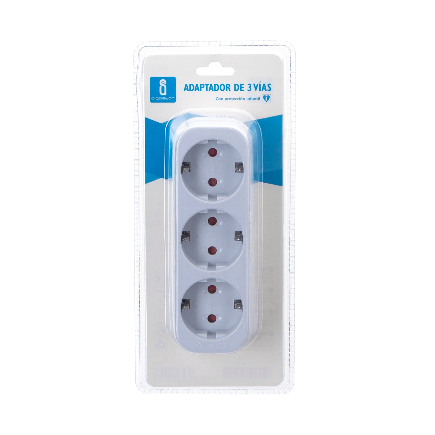 adaptador alemán de 3 vías, 16 A, blanco