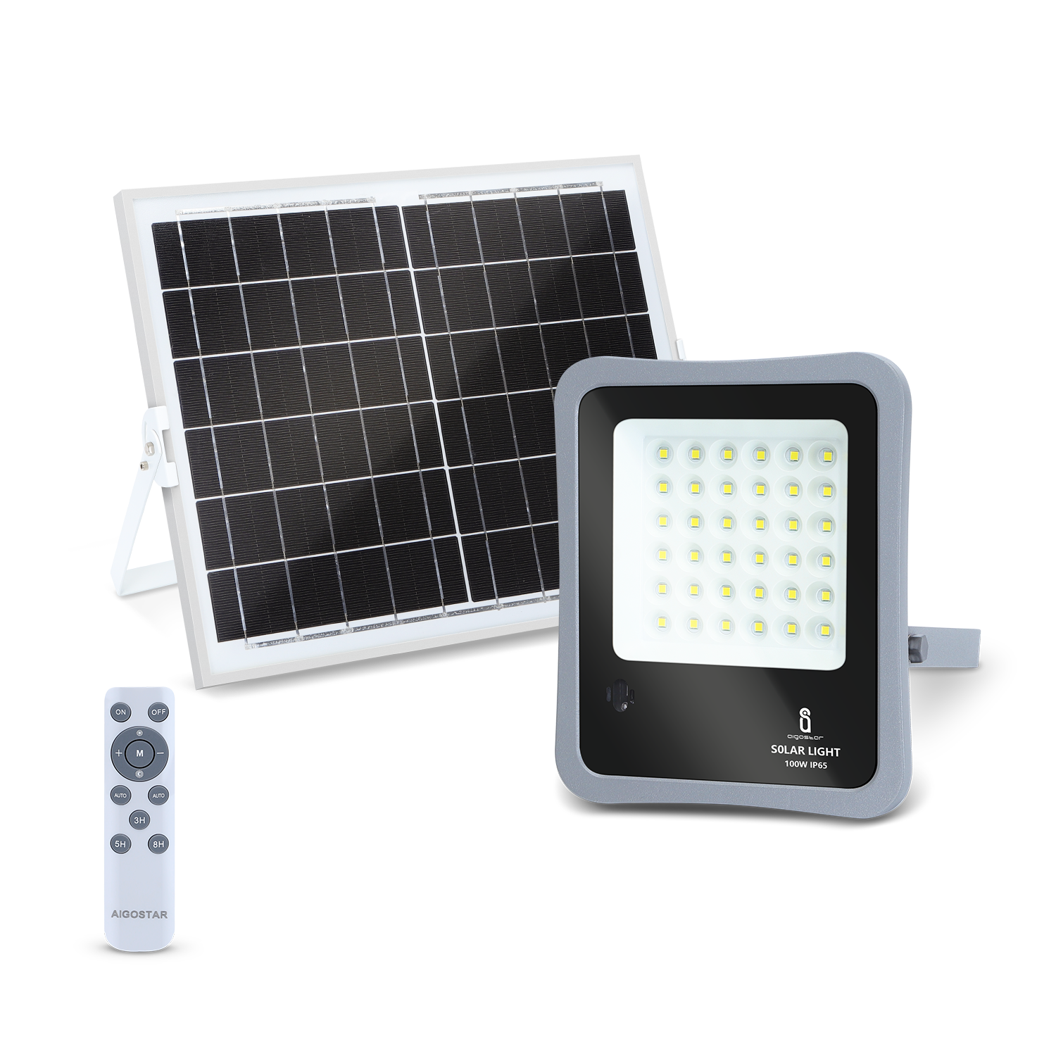lámpara LED con panel solar 100W