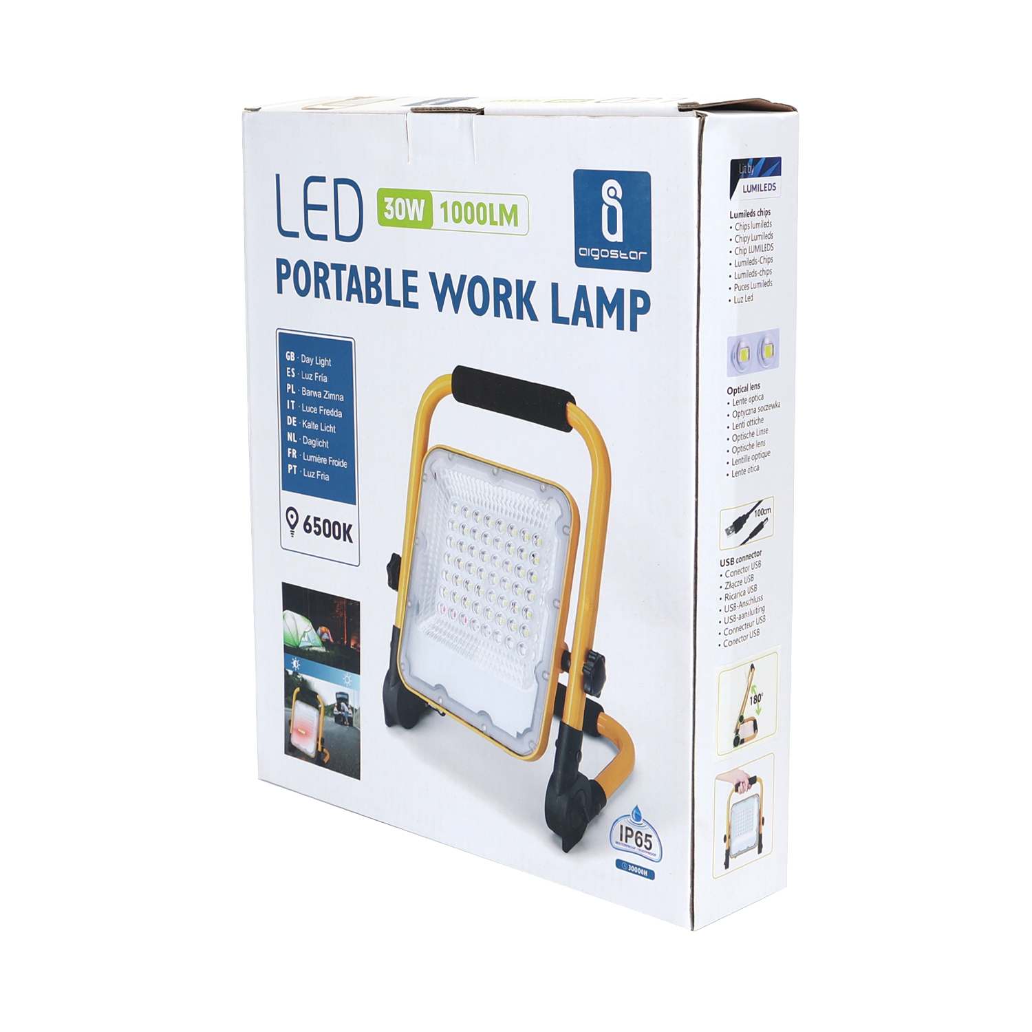 lámpara LED de trabajo recargable 6500K 30W