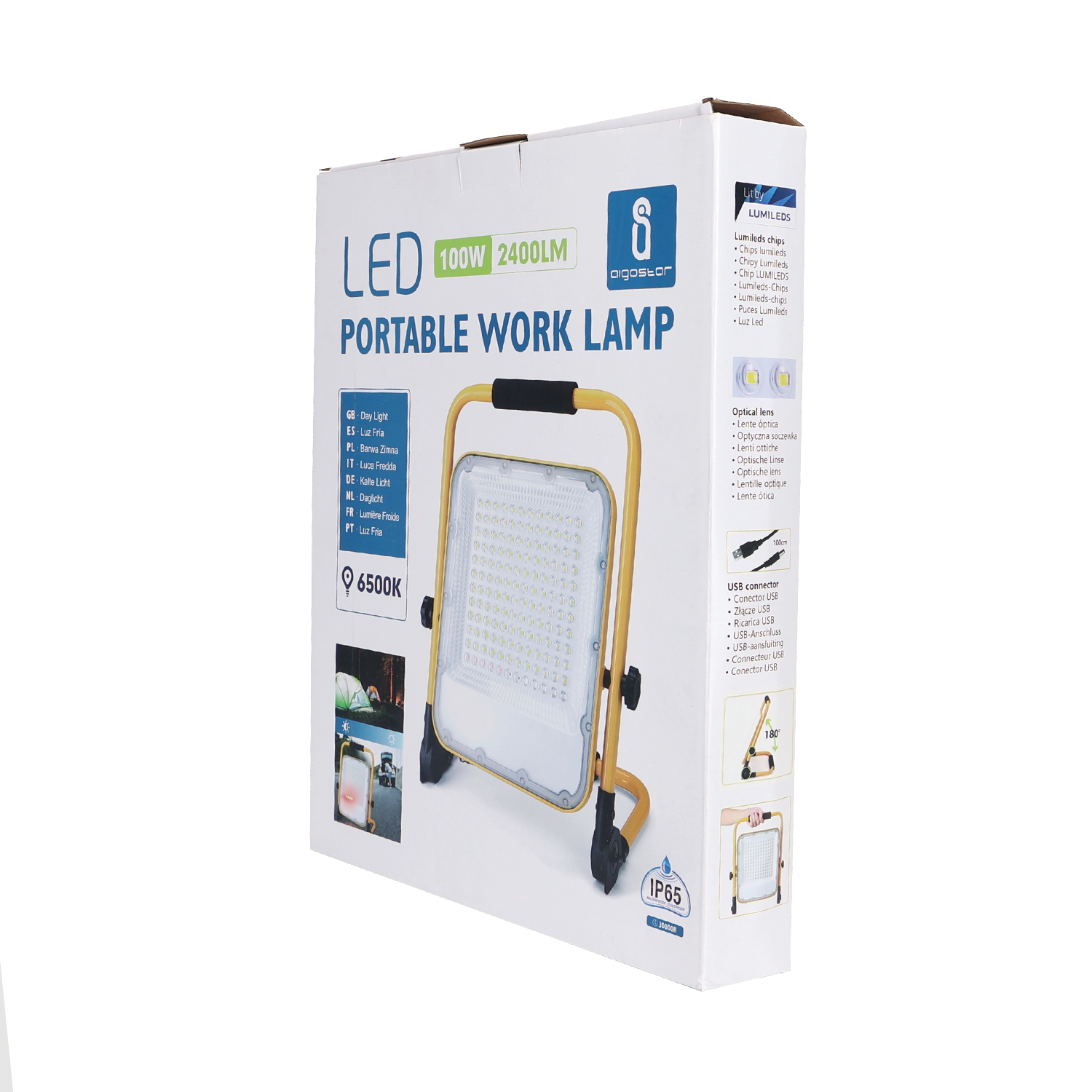 lámpara LED de trabajo recargable 6500K 100W